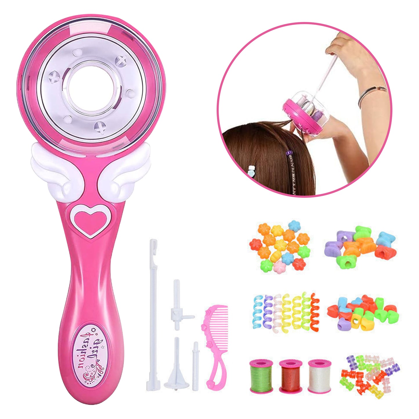Hair Braiding Machine for Kids,Automatic Hair Braider,Automatic Hair Braider Kit for Girl with Beads for Hair Braids,Hair Styling Tools for Girls,Pretend Play Toys for Girls Age 6-12