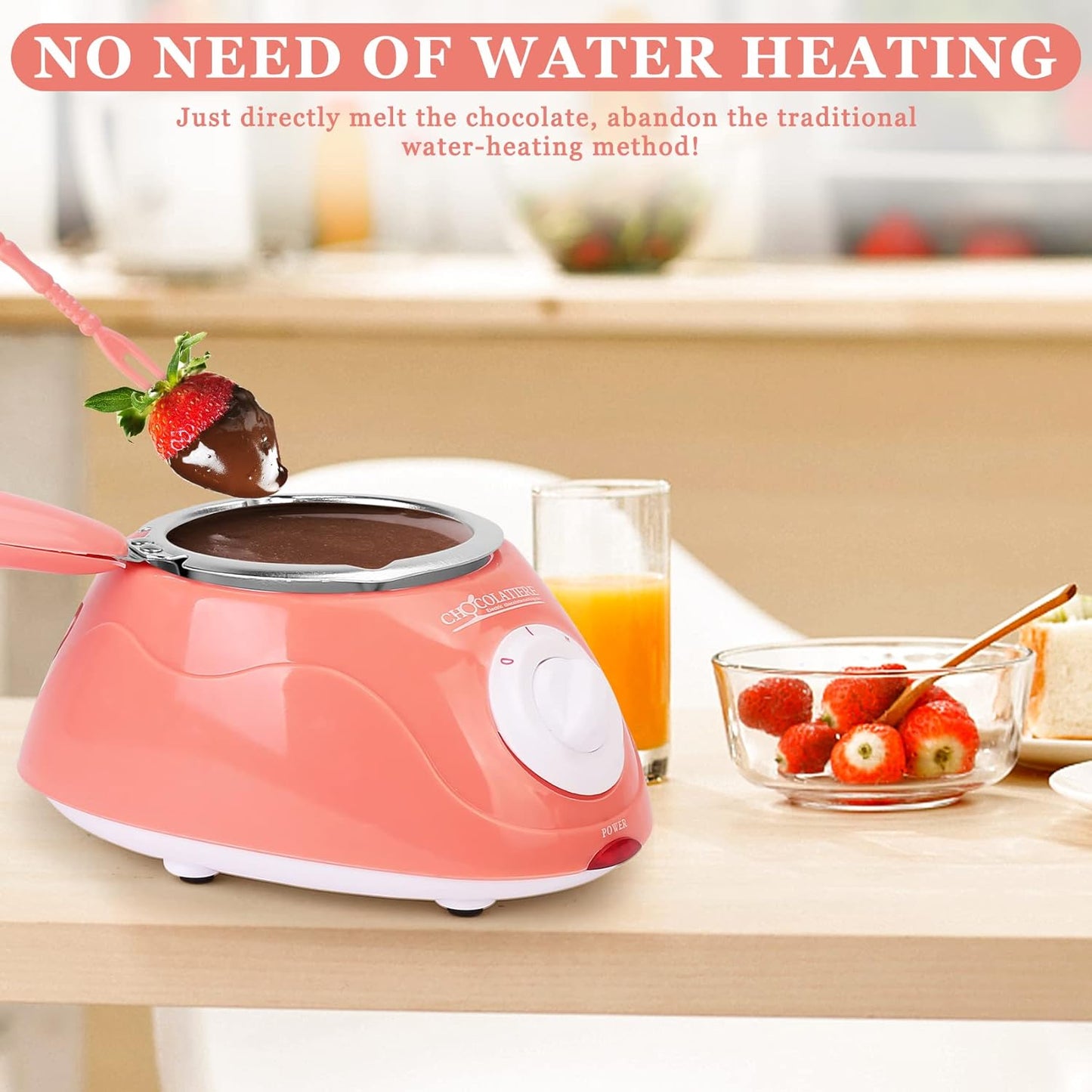 Chocolate Fondue Pot,Luxury Electric Chocolate Melting Pot Set With Fork and Model Tool,Melt,Warm Caramel,Cheese,Sauce,Romantic Date,Fun Birthday Gift