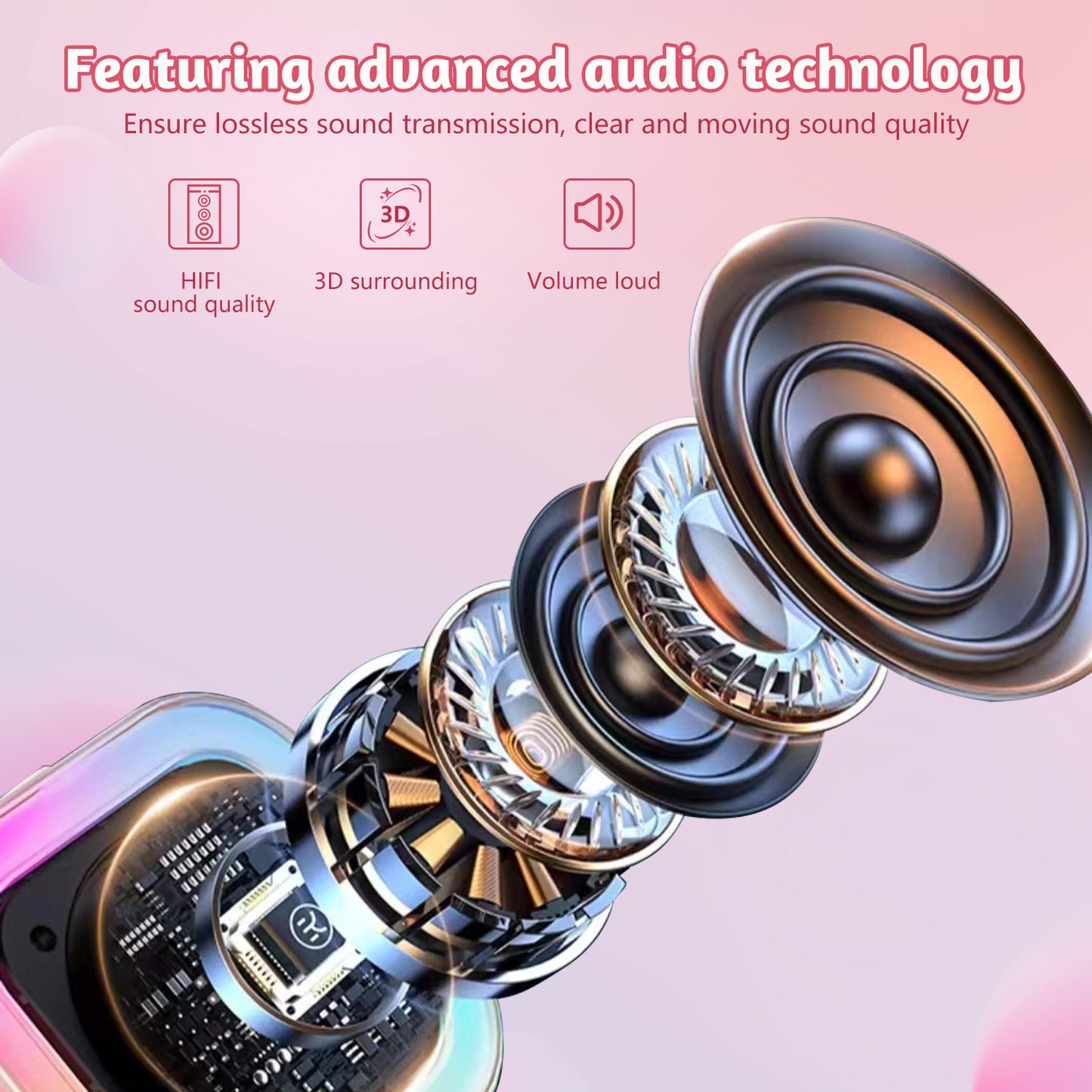 Kids Karaoke Machine,Portable Karaoke Machine with 2 Wireless Microphone,LED Light Music Party Gifts for Girls and Boys 6-10 Year Old,Pink