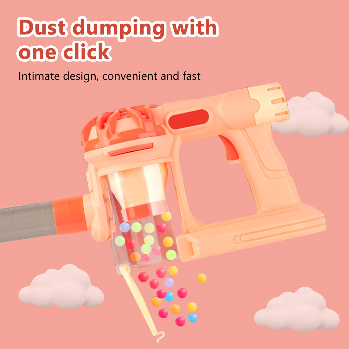 Kids Vacuum Cleaner,Toy Vacuum Cleaner,4-in-1 Kids Vacuum That Really Works,Pink Girl's Vacuum Cleaner,Cordless Real Suction,Gifts for Boys and Girls