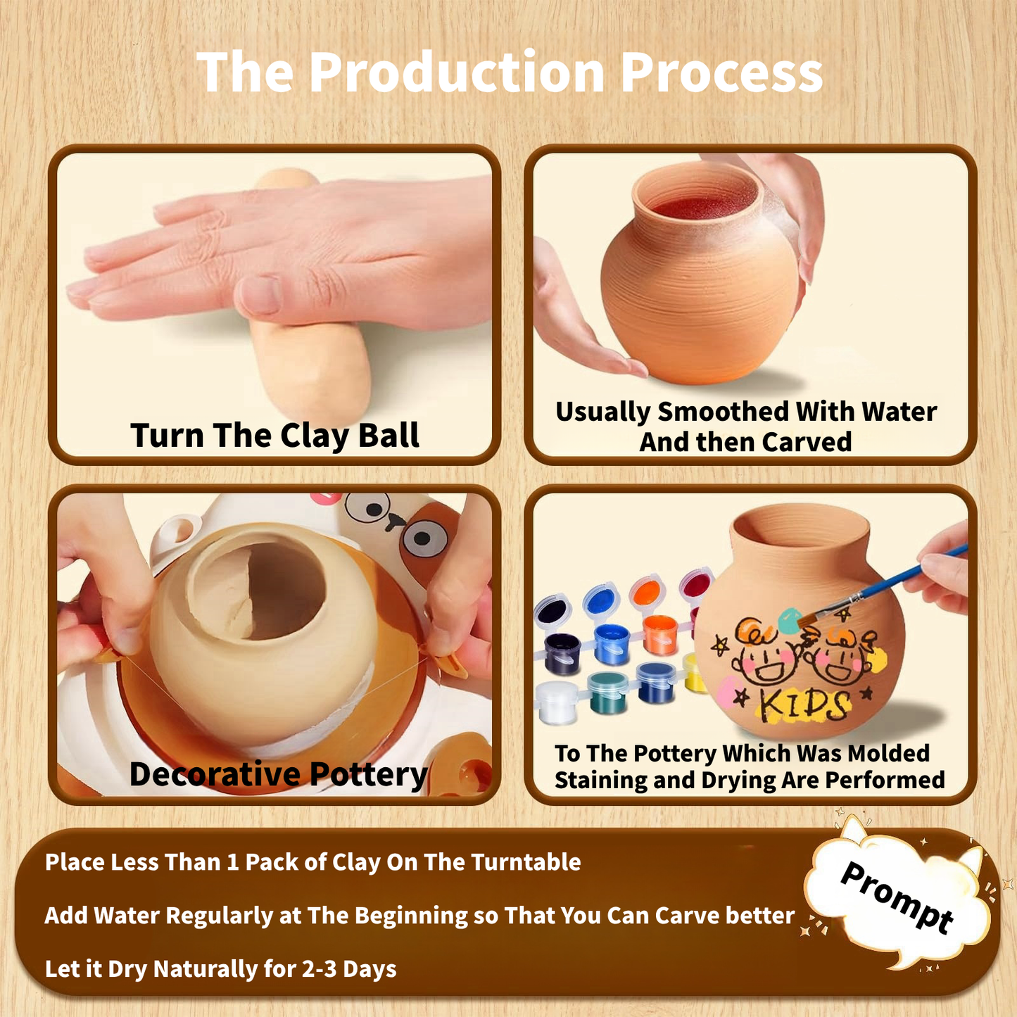 Kids Pottery Wheel,Mini Pottery Machine With 3 Clays,Pottery Set for Kids Ages 8-12,Cat Pottery Machine,Two Speeds,Air Dry Sculpting Clay and Craft Paint Toy Kit