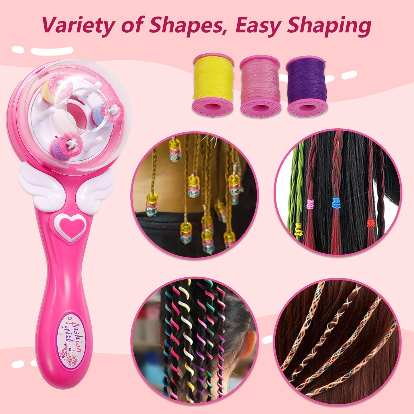Automatic Hair Braider,Hair Braider Tool,Electric Hair Braider for Girls with Deluxe Material Pack,Suitable for Girls'Hairstyling,Pink