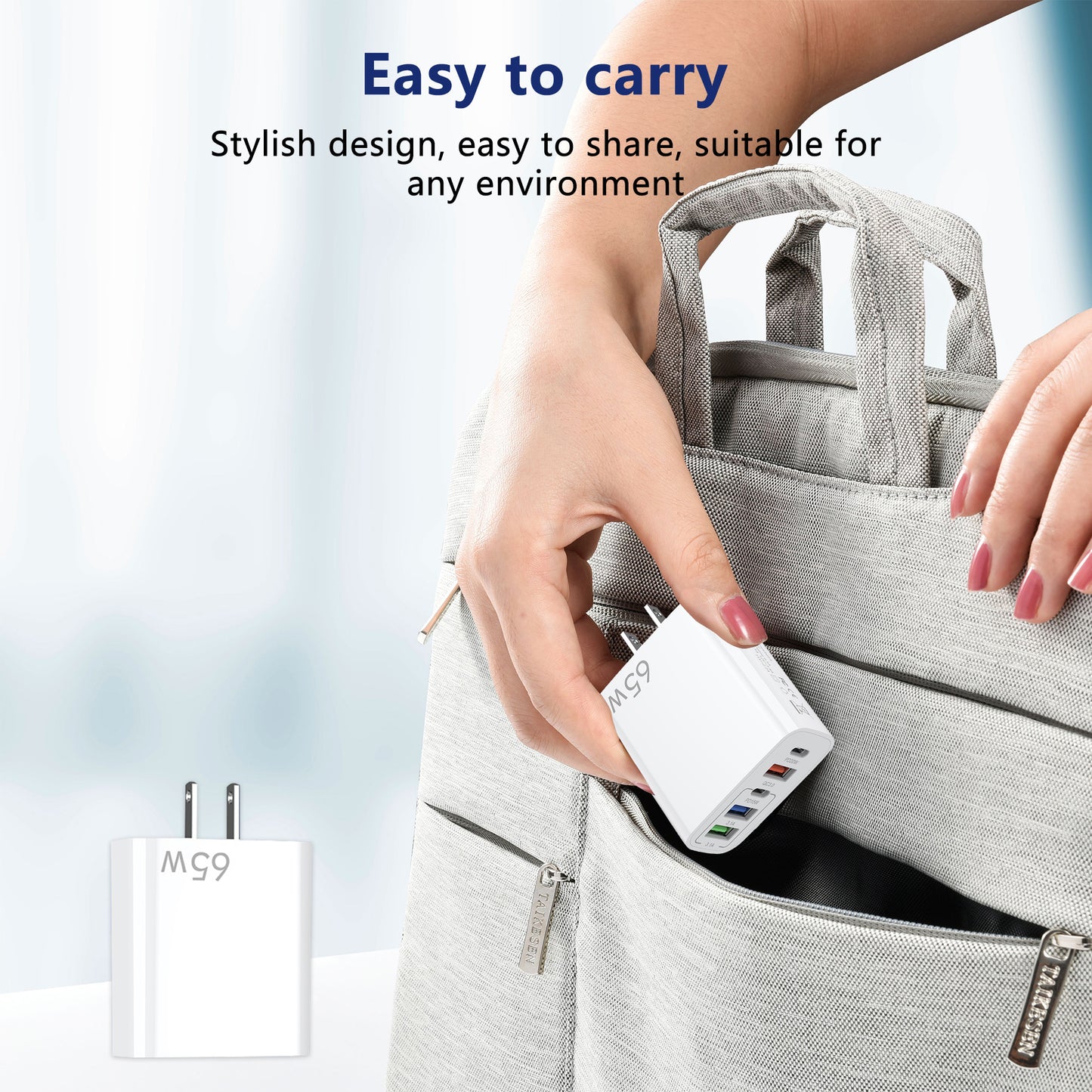65W USB C Fast Charger,2 Pack Wall Charger Block,6 Port Power Adapter,Compatible with Various Types of Mobile Phones and Computers,White