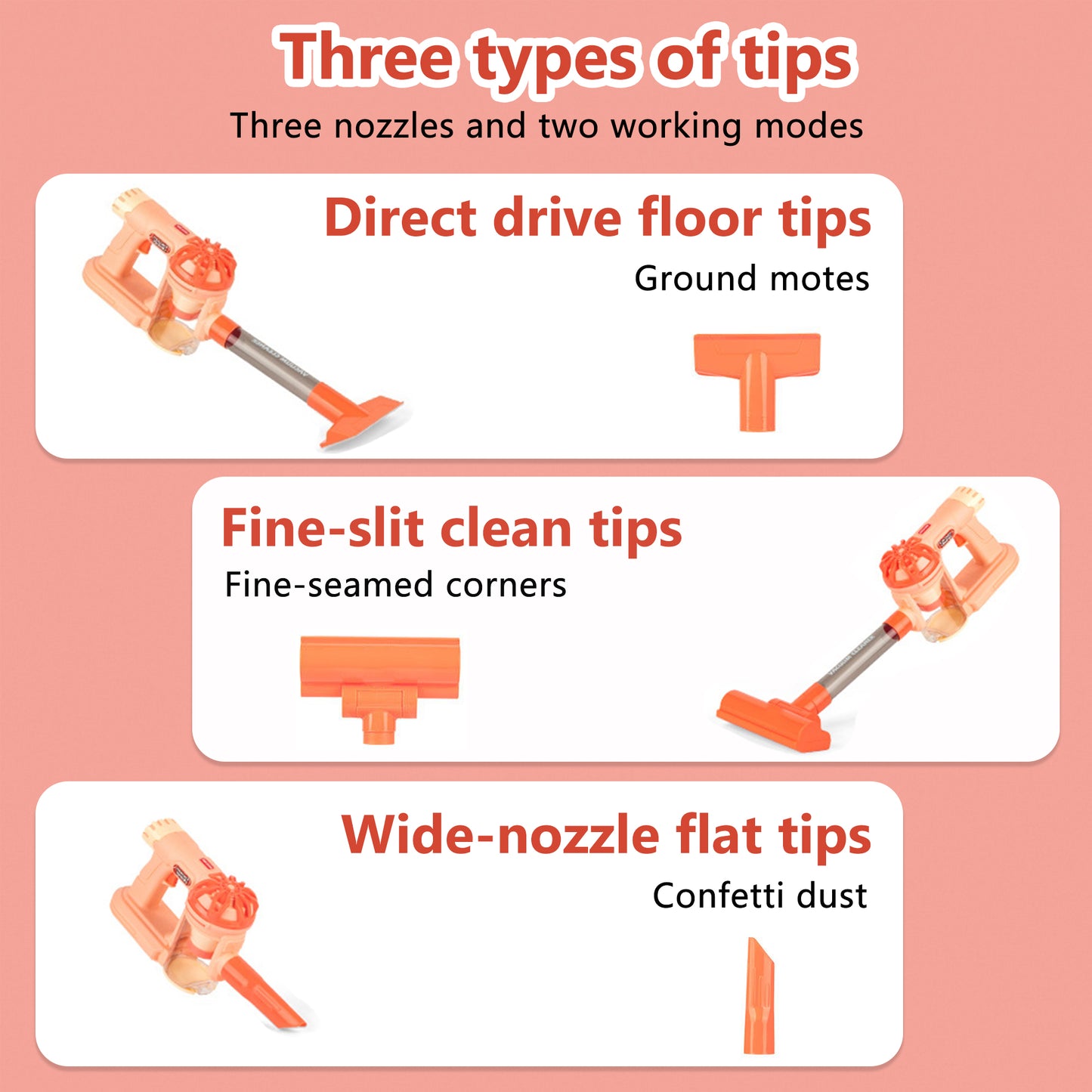 Kids Vacuum Cleaner,Toy Vacuum Cleaner,4-in-1 Kids Vacuum That Really Works,Pink Girl's Vacuum Cleaner,Cordless Real Suction,Gifts for Boys and Girls