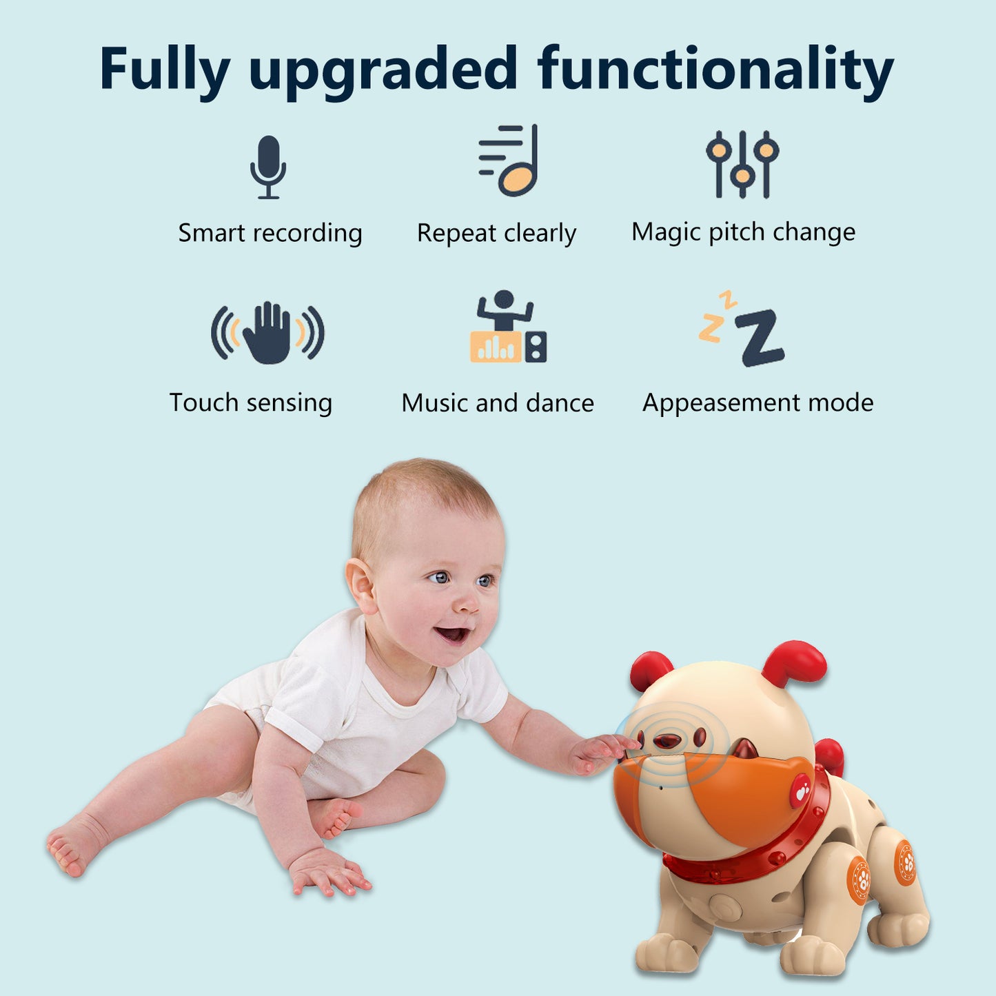 Remote Control Robot Dog Toy, Smart Interactive Robotic Pets, RC Robot Toys Dog Pit Bull ,Music Dancing Handstand Push-up Follow Functions for Kids Boys Girls
