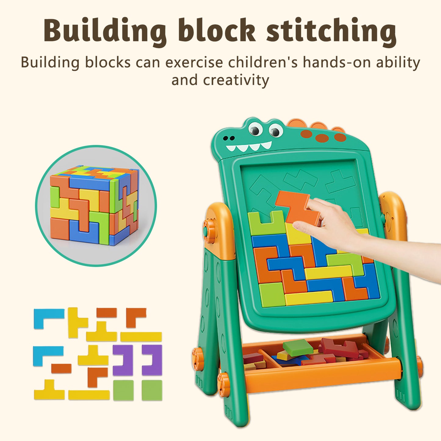 Art Easel for Kids,Kids Blackboard,3-in-1 Easel for Kids Ages 4-8,Double-sided Adjustable Standing Easel,Art Gifts and Educational Toys for Kids,Green