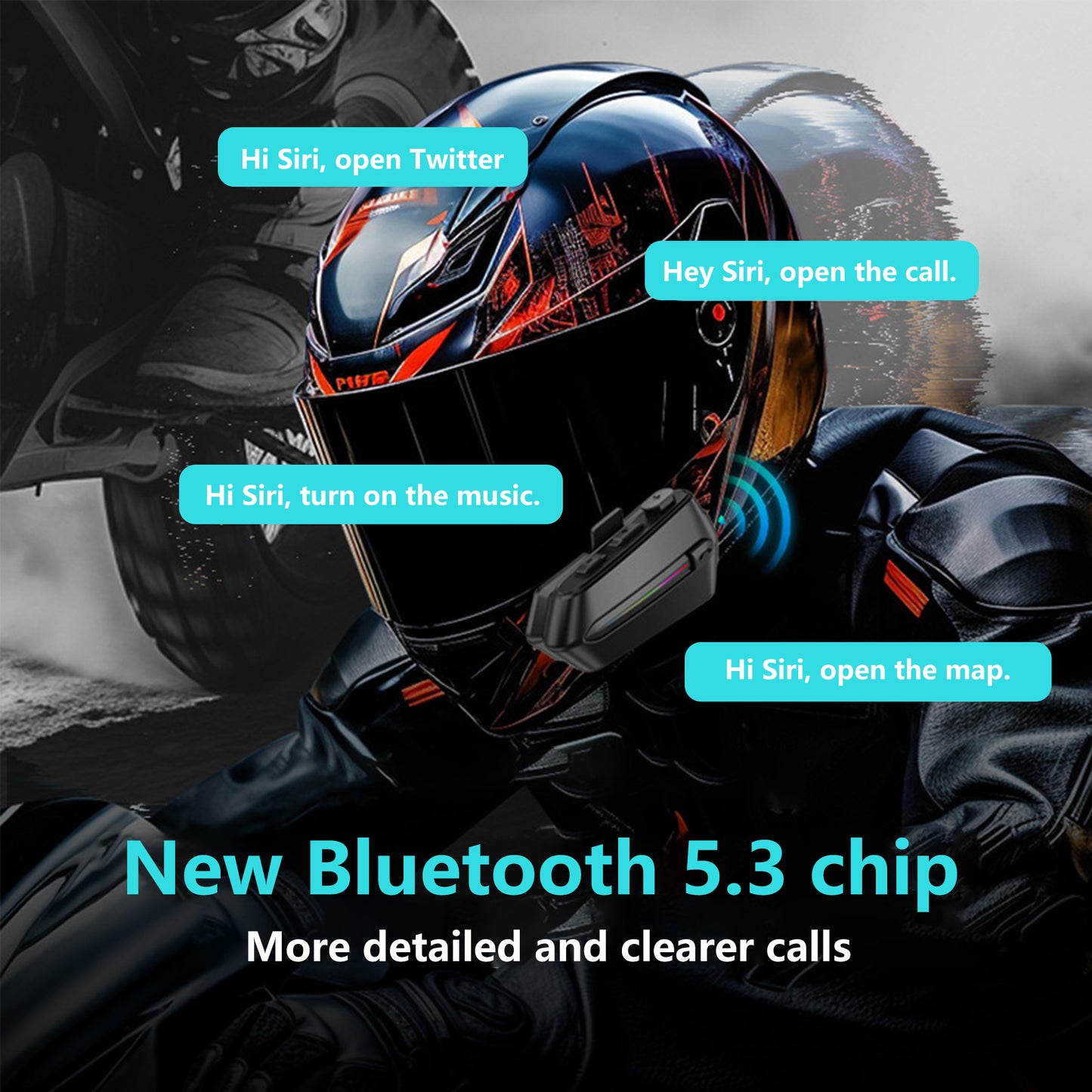 Motorcycle Headset with Music Sharing,Motorcycle Headphones,All Helmets are Applicable,Waterproof and Noise-reducing,Handsfree,Stereo Music