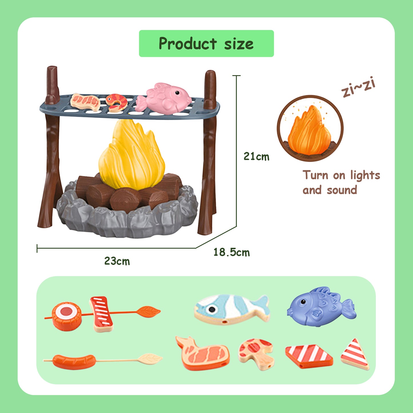 Pretend Campfire Play Set,Toy Campfire for Kids Ages 3+,Pretend to Barbecue with Cooking Toys,Fake Campfire with Lights and Sounds