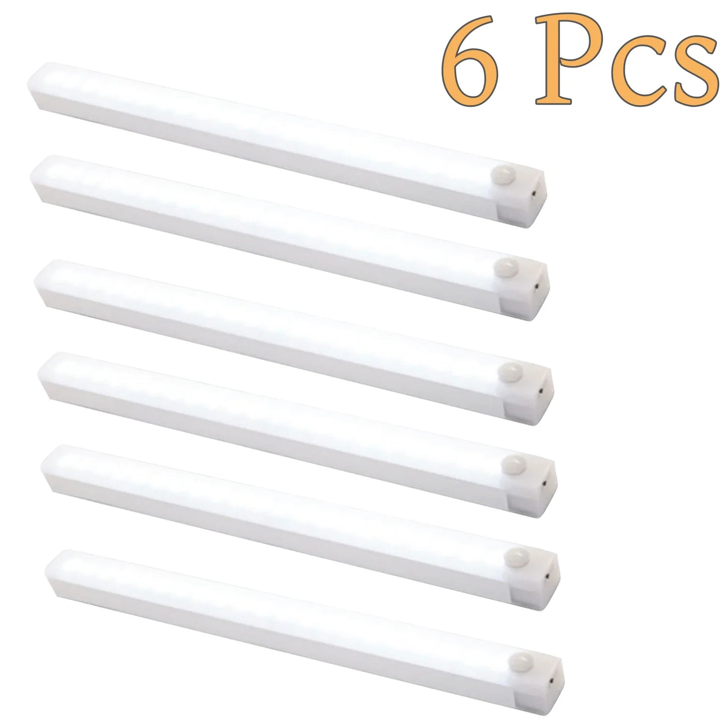 6 Pack USB Under Cabinet Lights,Sticky Lamps Motion Sensor Light,Three Modes Dimmable Closet Light,Wireless Under Counter Lights for Kitchen Stairs,White LED 11.81 x 0.78 in