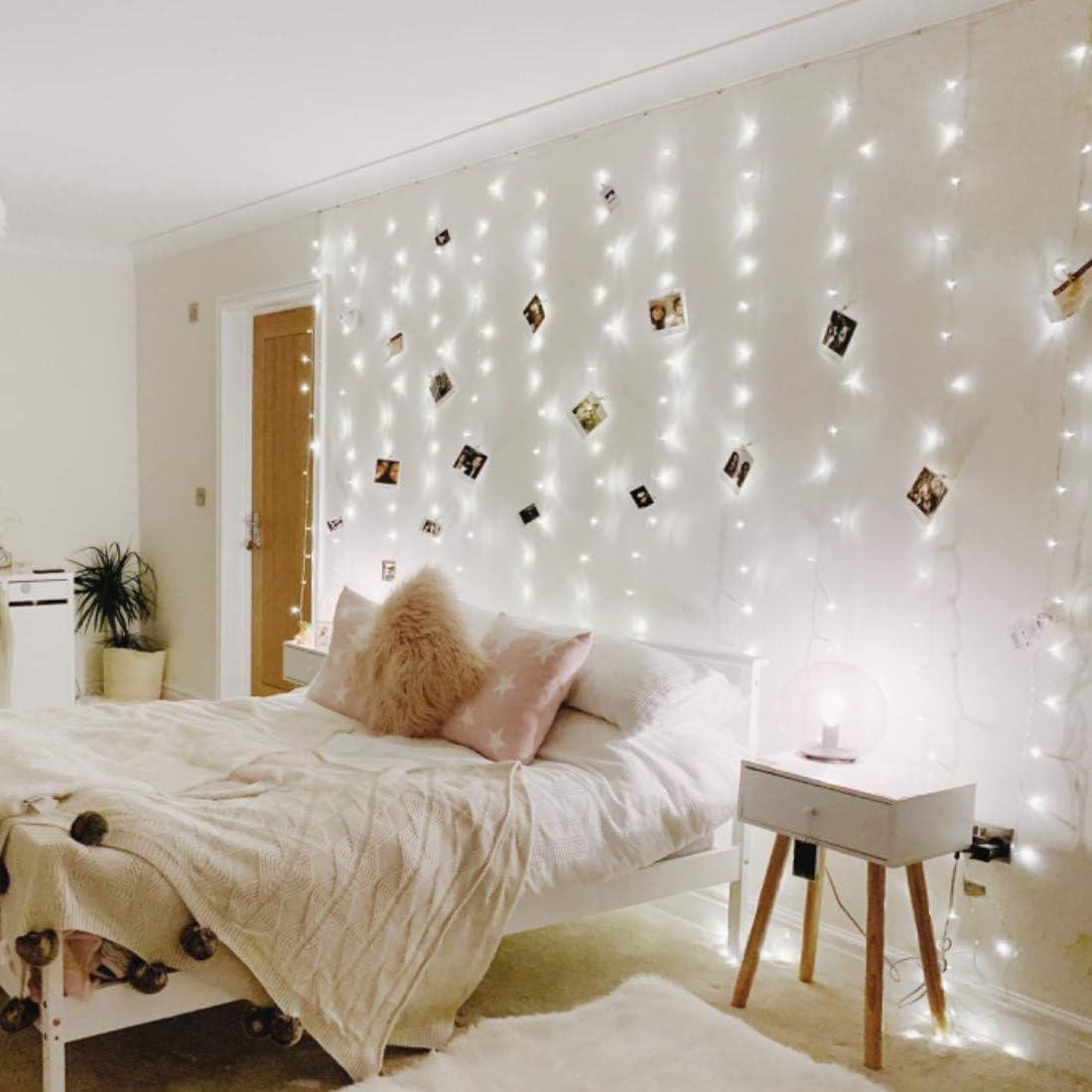 3 Pack 8 Modes Curtain Lights,Waterproof 900 LED Twinkle Light Curtains,USB Christmas Curtain Lights for Bedroom Party Wedding Wall,Cool White,9.9 x 9.9 ft