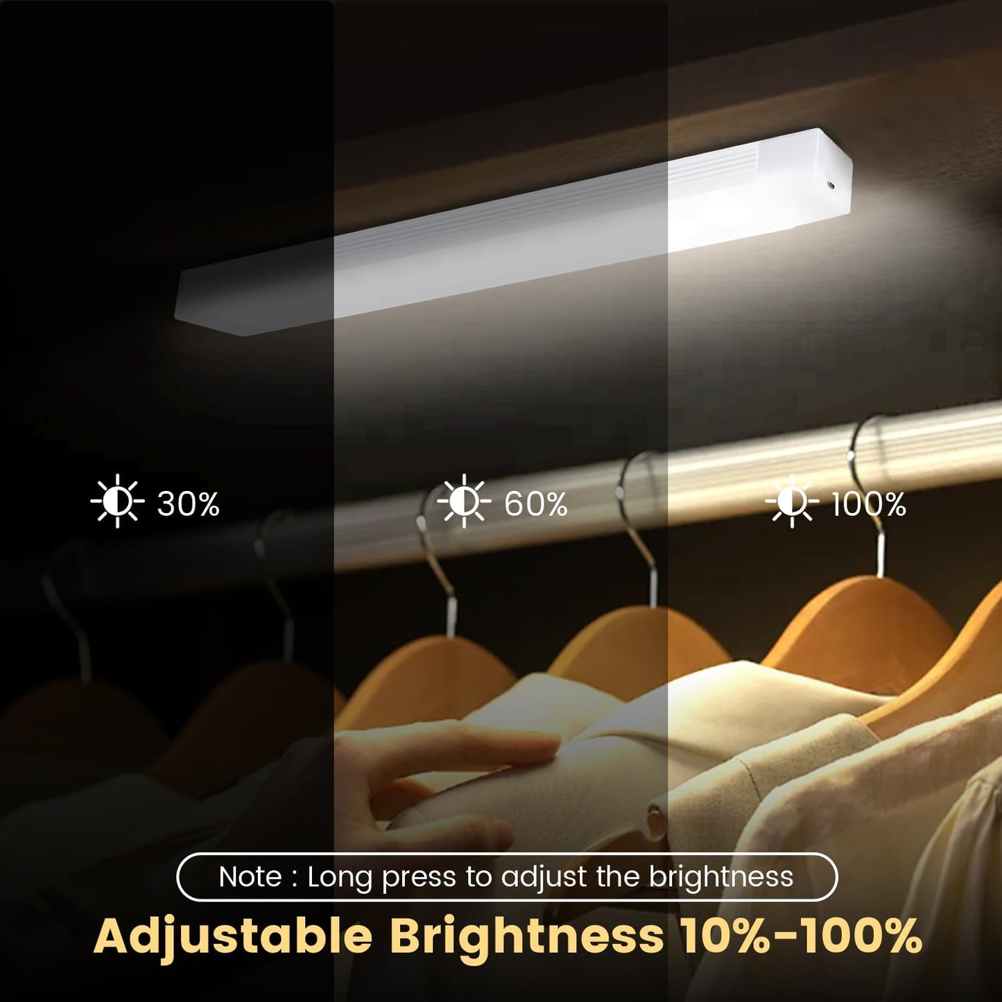 6 Pack USB Under Cabinet Lights,Sticky Lamps Motion Sensor Light,Three Modes Dimmable Closet Light,Wireless Under Counter Lights for Kitchen Stairs,White LED 11.81 x 0.78 in