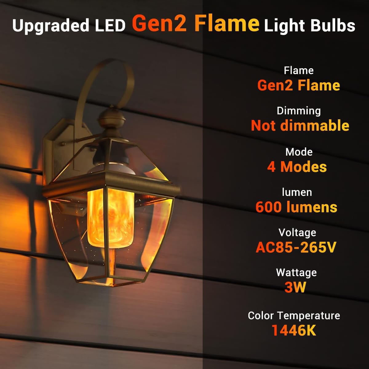 Upgraded LED Flame Bulbs,4 Modes Flickering Light Bulbs,E27 Base Fire Light Bulb With Gravity Sensor,Flame Light Bulbs Halloween Home Party (6 Pack)