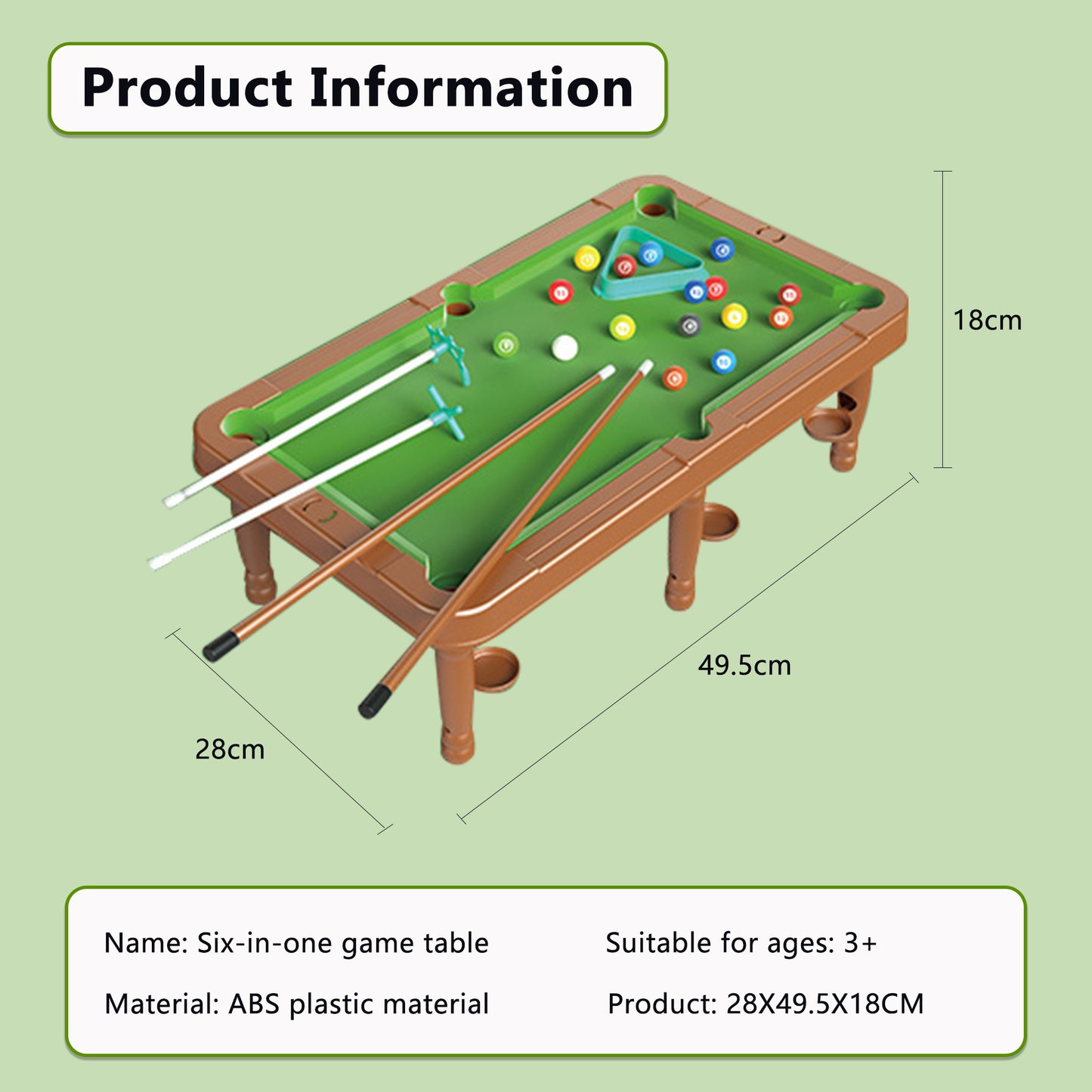 6-in-1 Multi Game Table,Mini Pool Table for Kids,Basketball,Billiards,Football,Ice Hockey,Bowling,Golf Six Ways To Play,Game Table Gift for Boys 8-14