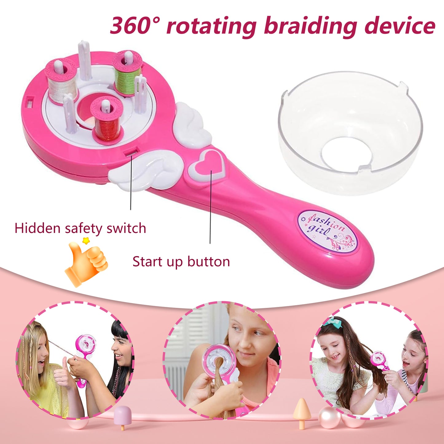 Automatic Hair Braider,Hair Braider Tool,Electric Hair Braider for Girls with Deluxe Material Pack,Suitable for Girls'Hairstyling,Pink