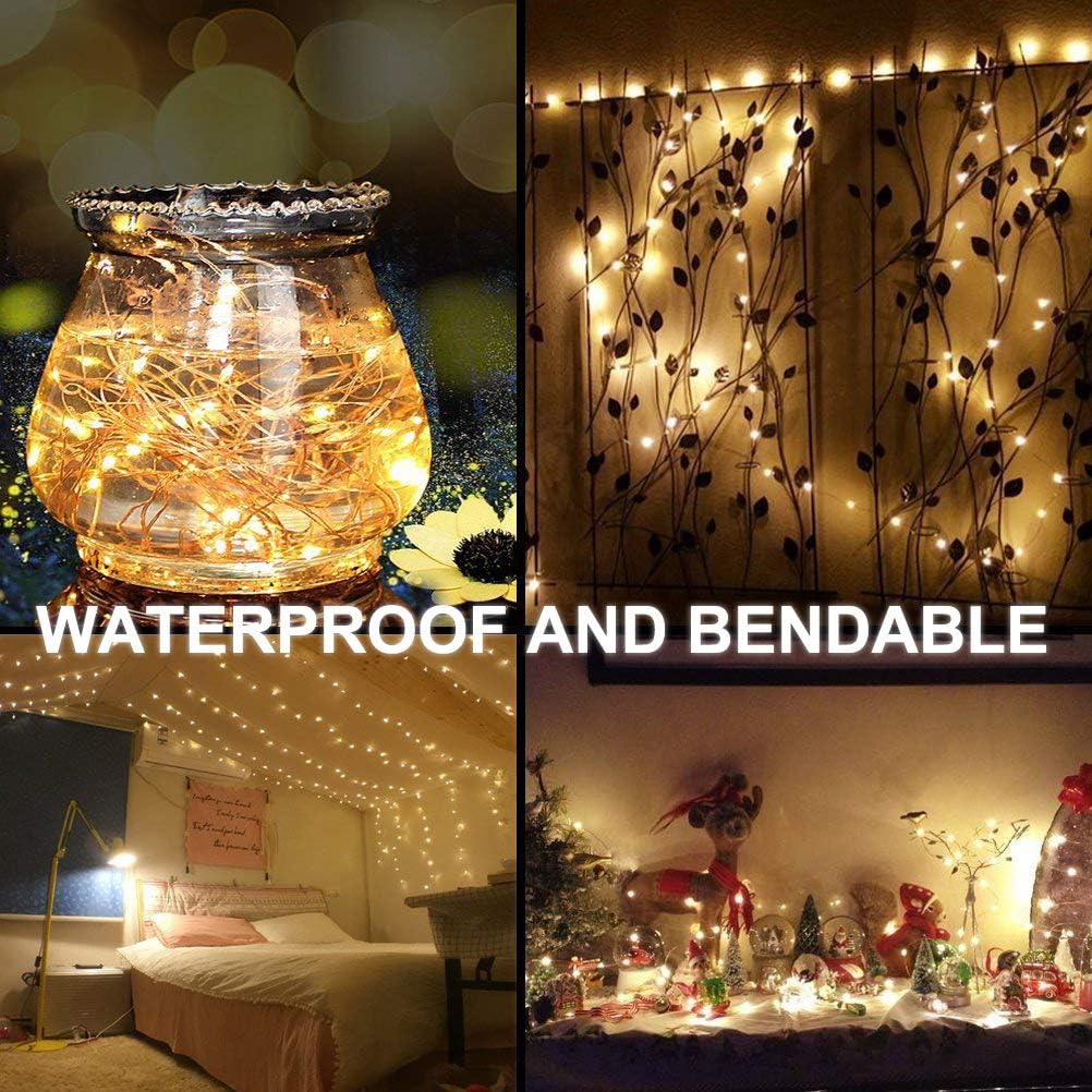 2 Pack 65.6 ft Photo String,USB Photo Clip Light,100 Clip String Lights,200 LED Photo Clips for Picture Party Bedroom Wedding,Warm White