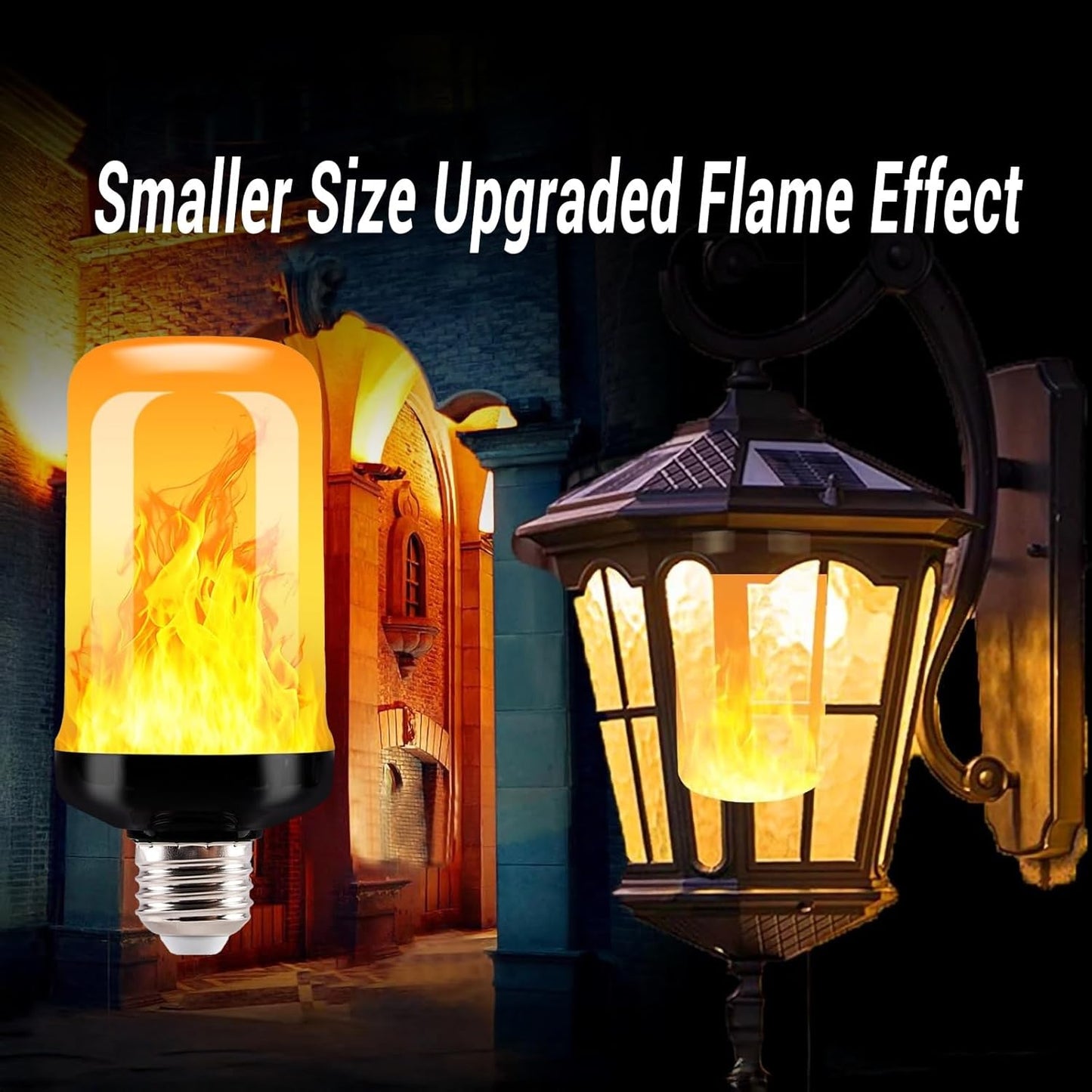 Upgraded LED Flame Bulbs,4 Modes Flickering Light Bulbs,E27 Base Fire Light Bulb With Gravity Sensor,Flame Light Bulbs Halloween Home Party (6 Pack)