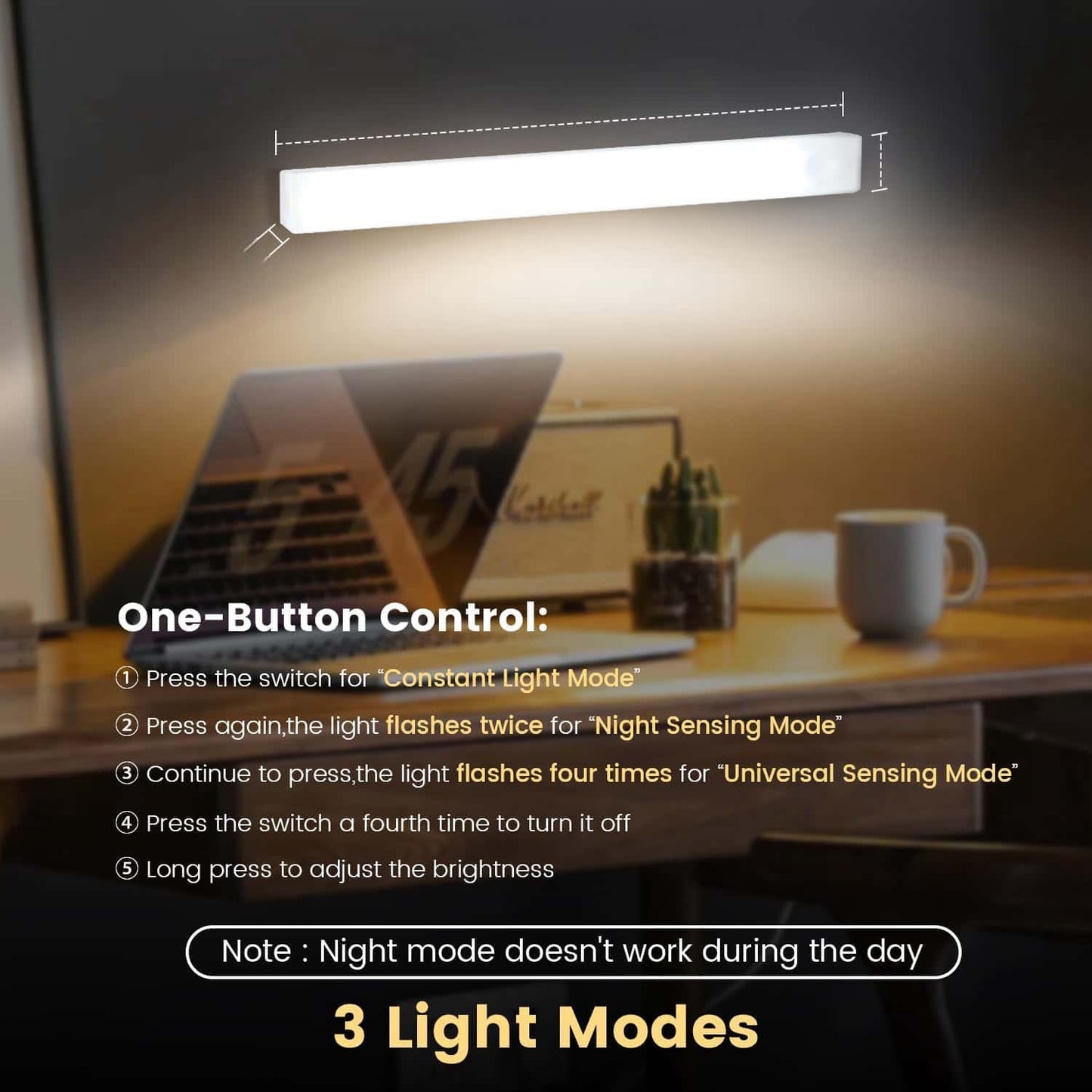 6 Pack USB Under Cabinet Lights,Sticky Lamps Motion Sensor Light,Three Modes Dimmable Closet Light,Wireless Under Counter Lights for Kitchen Stairs,White LED 11.81 x 0.78 in
