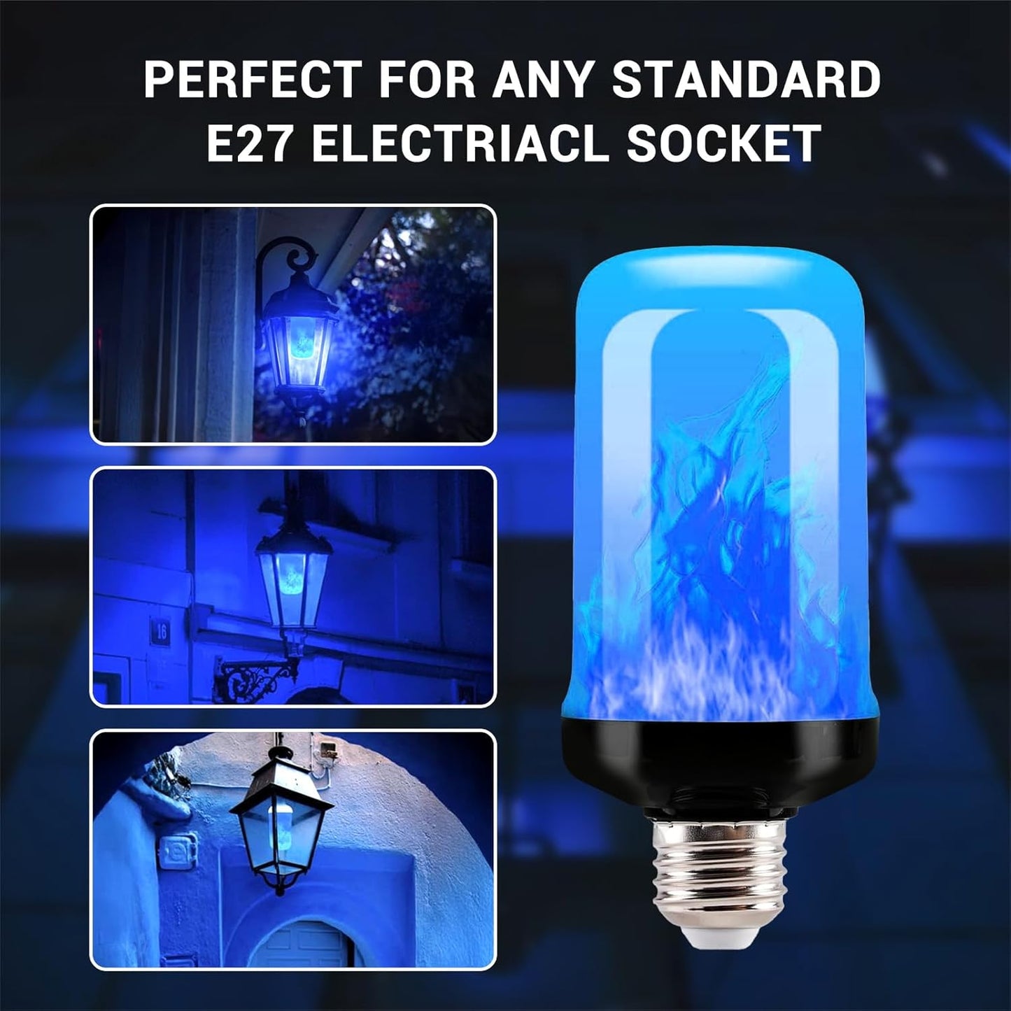 Upgraded LED Flame Bulbs,4 Modes Flickering Light Bulbs,E27 Base Fire Light Bulb With Gravity Sensor,Flame Light Bulbs Halloween Home Party (6 Pack)