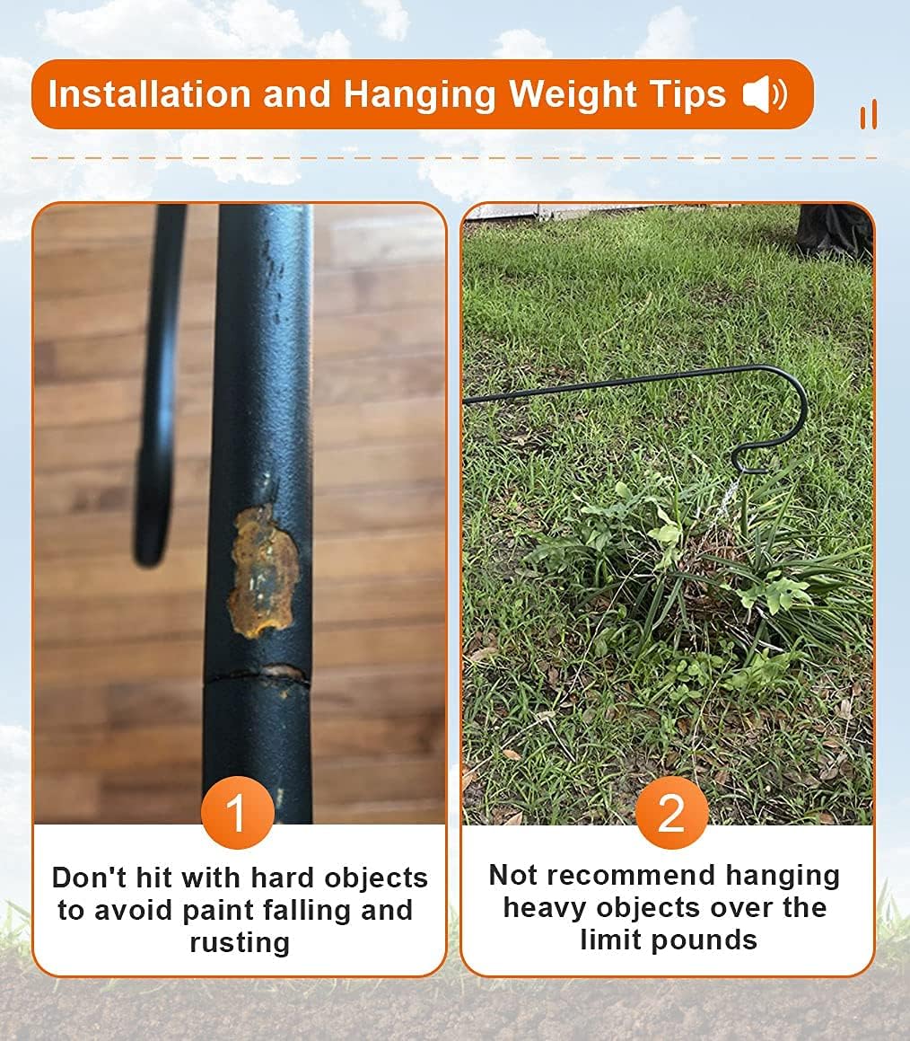 2 Pack Shepherd Hook 48 inch Rust Resistant Garden Hanging Basket Hanger Pathway LightLantern Wind Chimes Wedding