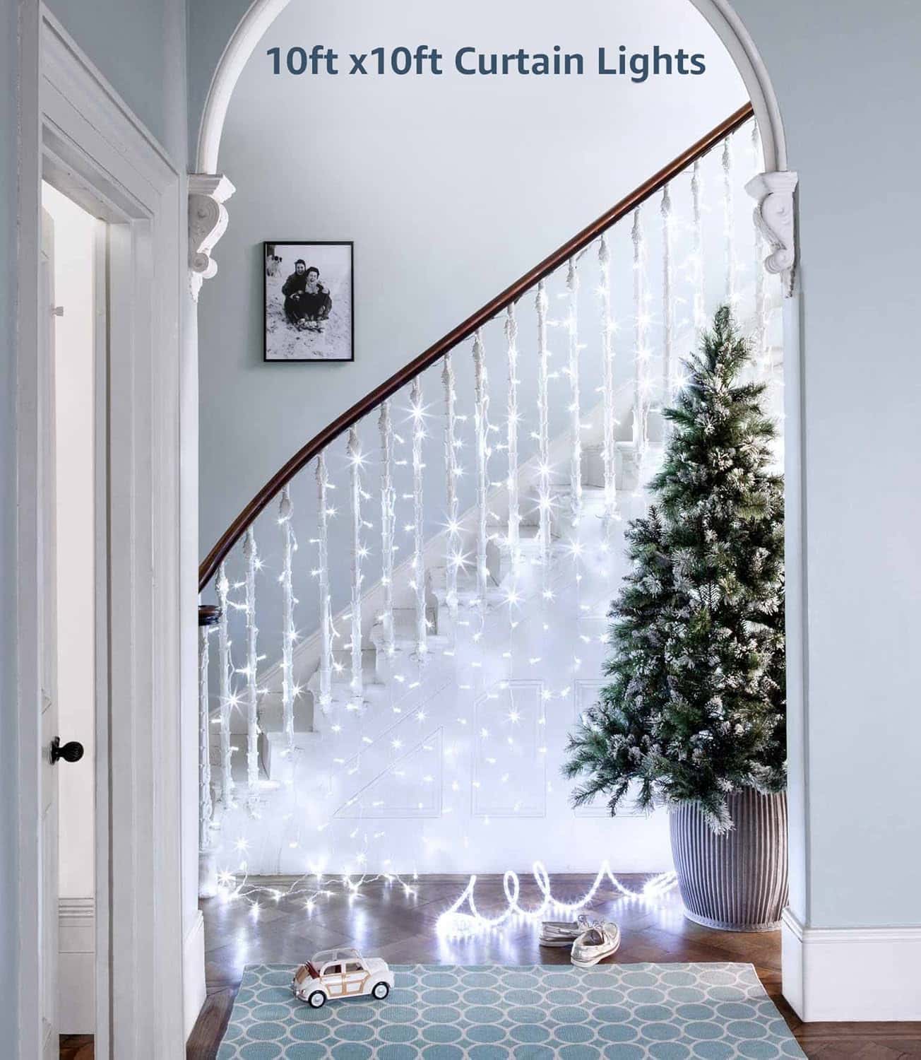 3 Pack 8 Modes Curtain Lights,Waterproof 900 LED Twinkle Light Curtains,USB Christmas Curtain Lights for Bedroom Party Wedding Wall,Cool White,9.9 x 9.9 ft