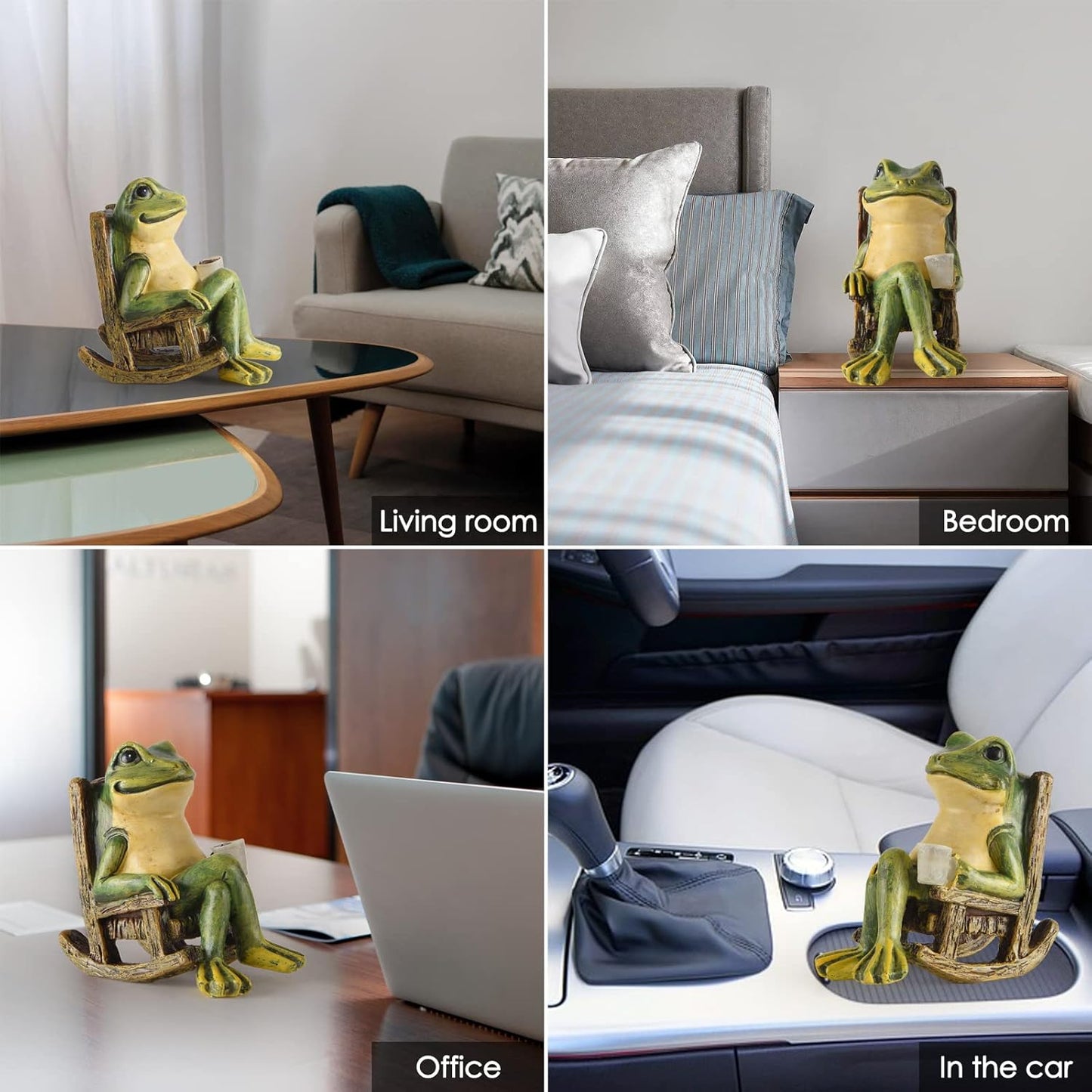Waterproof Resin Frog Statue,Solar Frog Statue,Solar Frog Light,Miniature Frog Garden Statue for Interior and Exterior,3.9 x 2.3 x 3.9 in,Warm Yellow LED