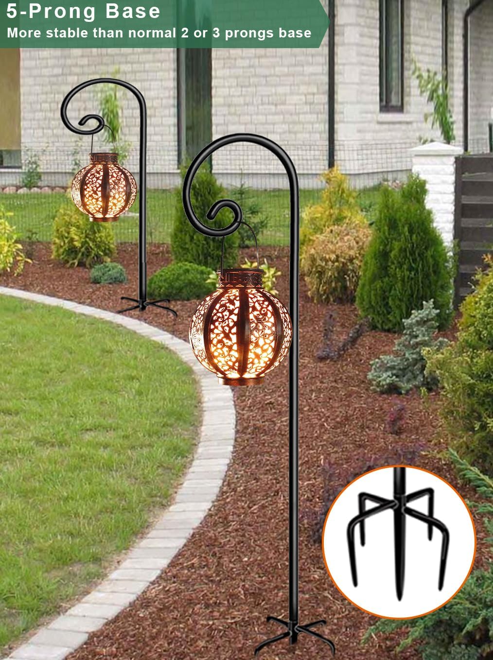 2 Pack Shepherd Hook 48 inch Rust Resistant Garden Hanging Basket Hanger Pathway LightLantern Wind Chimes Wedding