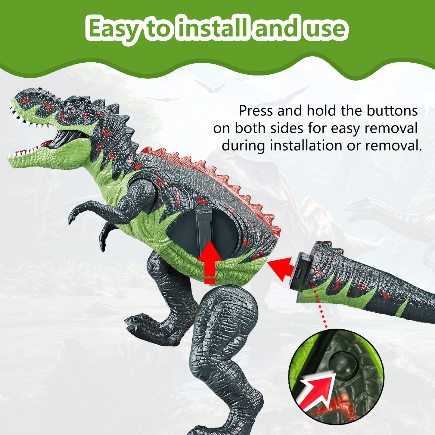 Remote Dinosaur Toys for Kids 5-7 8-12 Year Old,Electronic Walking Dinosaur Toy with Spray & Colored Light & Roar,Wear Mechs and Weapons,Walking T-Rex Toys Birthday Gifts for Kids