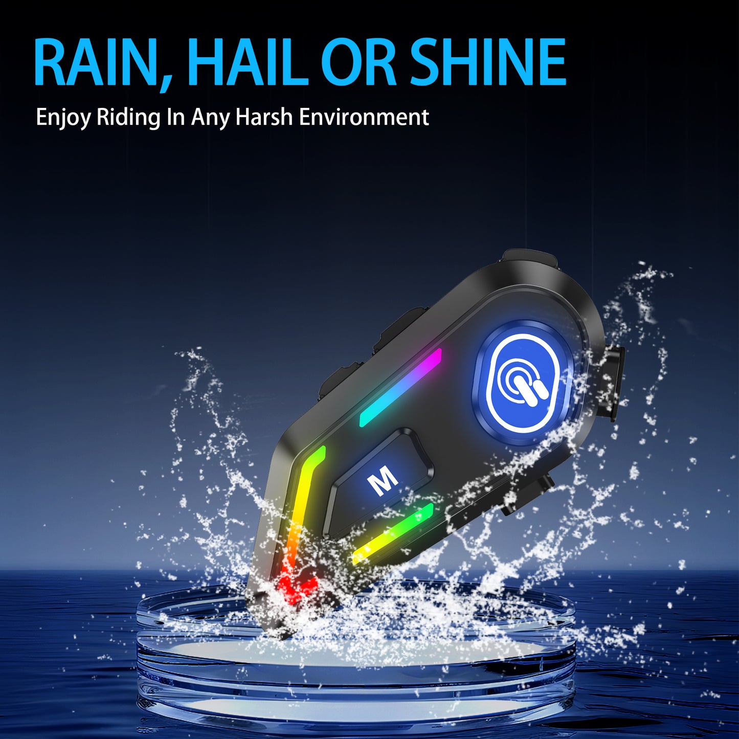 Motorcycle Headset with Colorful LED light,Motorcycle Helmet Headset Communication System,Motorcycle Helmet Speakers,Waterproof Noise Cancellation,Music Connection