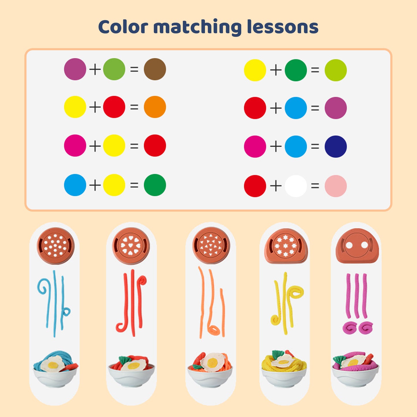Play Dough Sets for Kids 2-4,Clay Noodle Maker,3 in 1 Noodle Maker Toy,Kitchen Toy Playdough Clay for Making Noodle Cookies,Gift for Girls and Boys