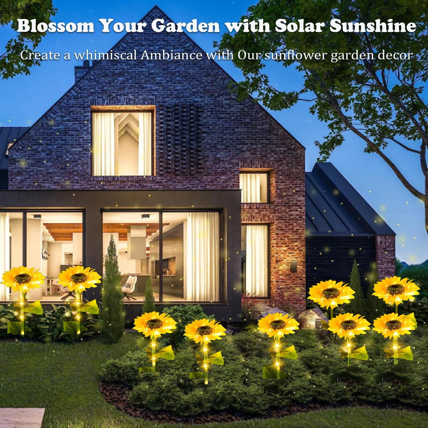 Sunflower Decorative Lights For Outdoor,Upgraded 4 Pack Solar Sunflower Lights,Waterproof Solar Outdoor Lights Auto ON/Off Solar Decorative Lights for Garden,Patio