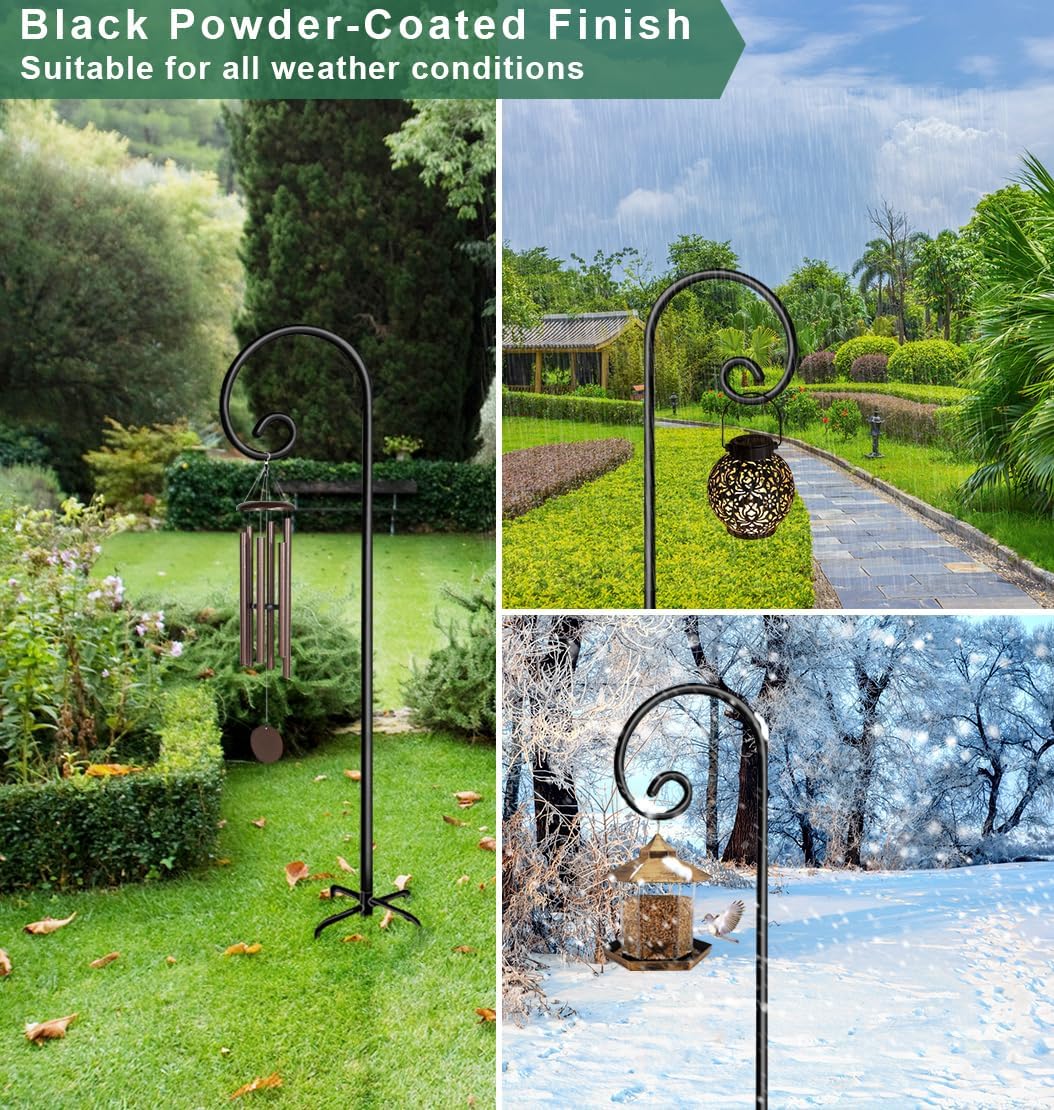 2 Pack Shepherd Hook 48 inch Rust Resistant Garden Hanging Basket Hanger Pathway LightLantern Wind Chimes Wedding