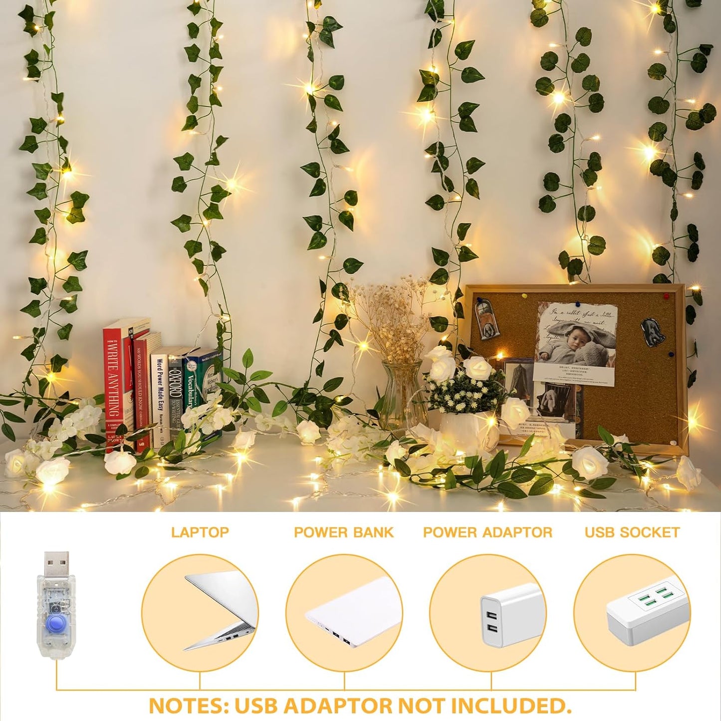 3 Pack Curtain Lights,USB 900 LED Curtain Lights,8 Modes String Curtain Lights for Christmas Bedroom Party Garden Wall Decorations,Warm White(9.9x9.9 ft)