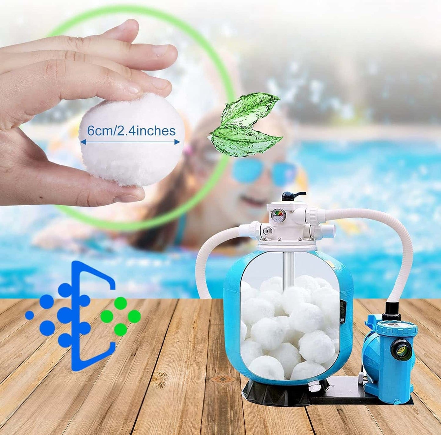 400g Pool Filter Ball for Sand Filter Pump for Above Ground Pool,Reusable Eco-Friendly Filter Balls Replace Pool Filter Sand (Equals 60 lbs Pool Filter Sand)
