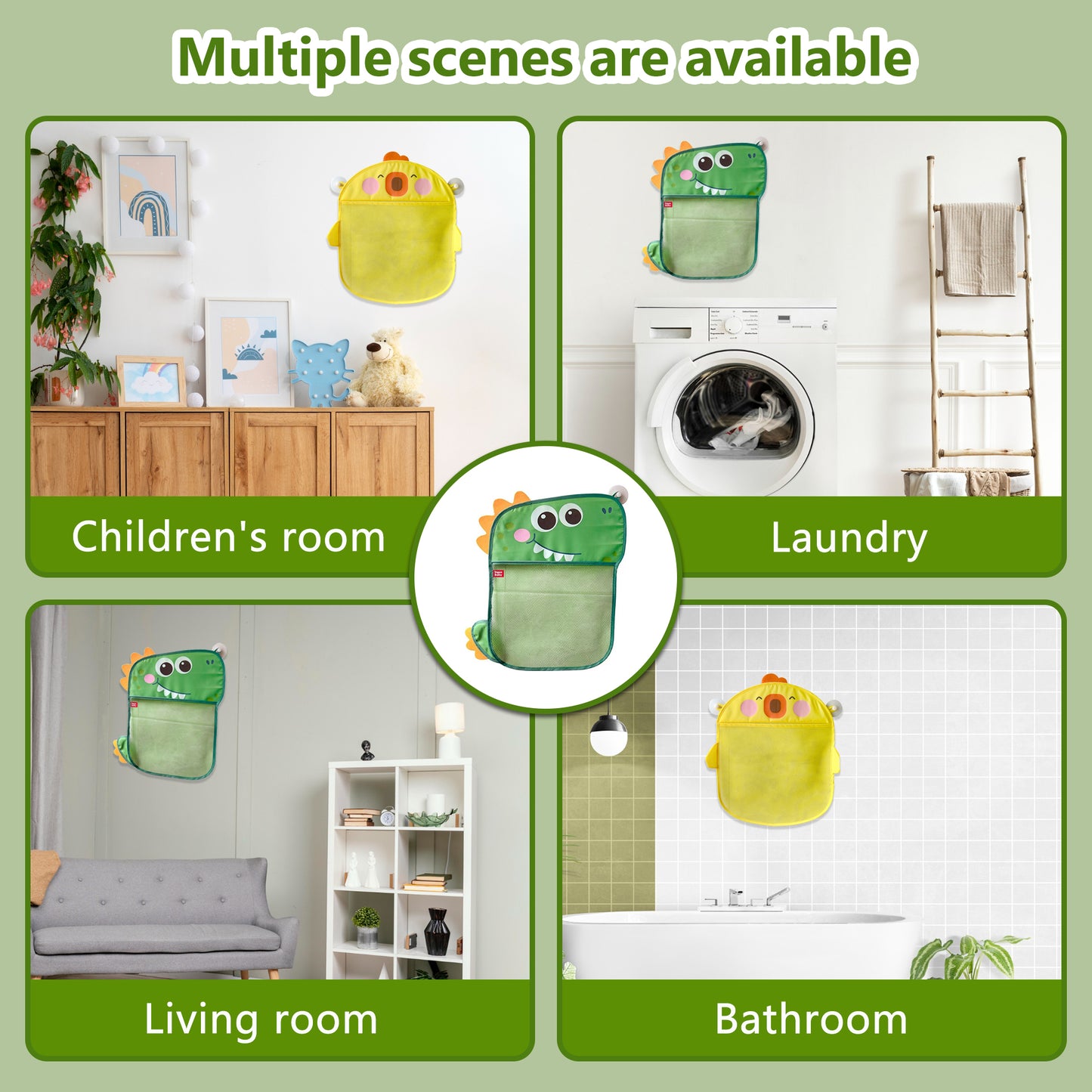 Bath Toy Storage 17.7"x17.3" 3 Pcs,Kids Bath Toy Organizer,Cartoon Bath Toy Organizer,Baby Large Bath Toy Storage for Tub,With Suction Cups and 36 Alphanumeric Toys