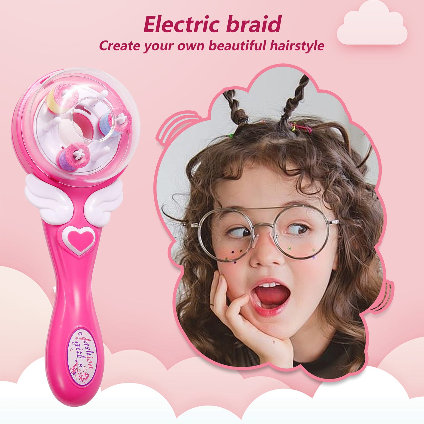 Automatic Hair Braider,Hair Braider Tool,Electric Hair Braider for Girls with Deluxe Material Pack,Suitable for Girls'Hairstyling,Pink