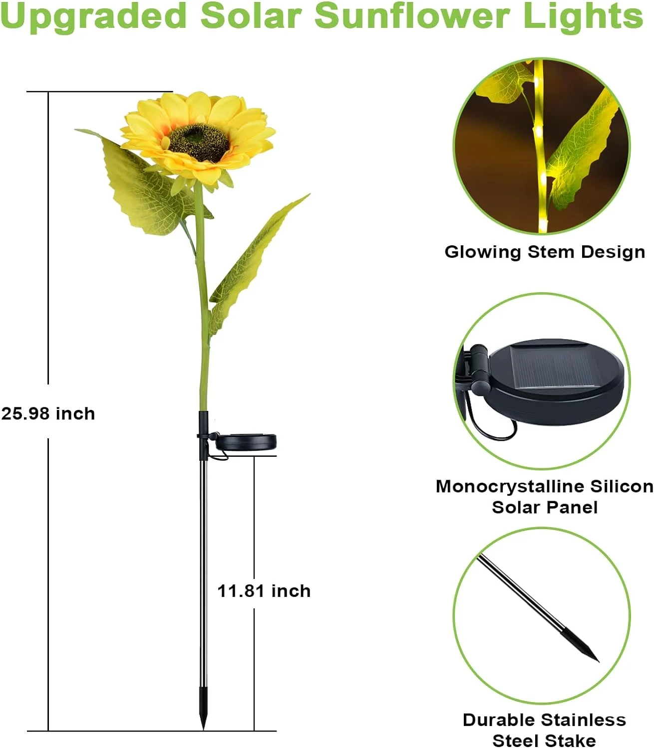 Sunflower Decorative Lights For Outdoor,Upgraded 4 Pack Solar Sunflower Lights,Waterproof Solar Outdoor Lights Auto ON/Off Solar Decorative Lights for Garden,Patio