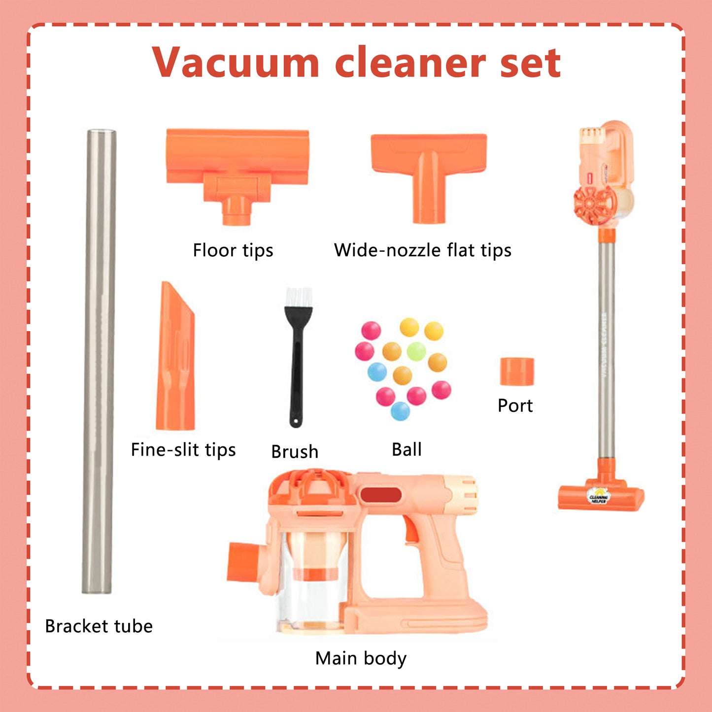 Kids Vacuum Cleaner,Toy Vacuum Cleaner,4-in-1 Kids Vacuum That Really Works,Pink Girl's Vacuum Cleaner,Cordless Real Suction,Gifts for Boys and Girls