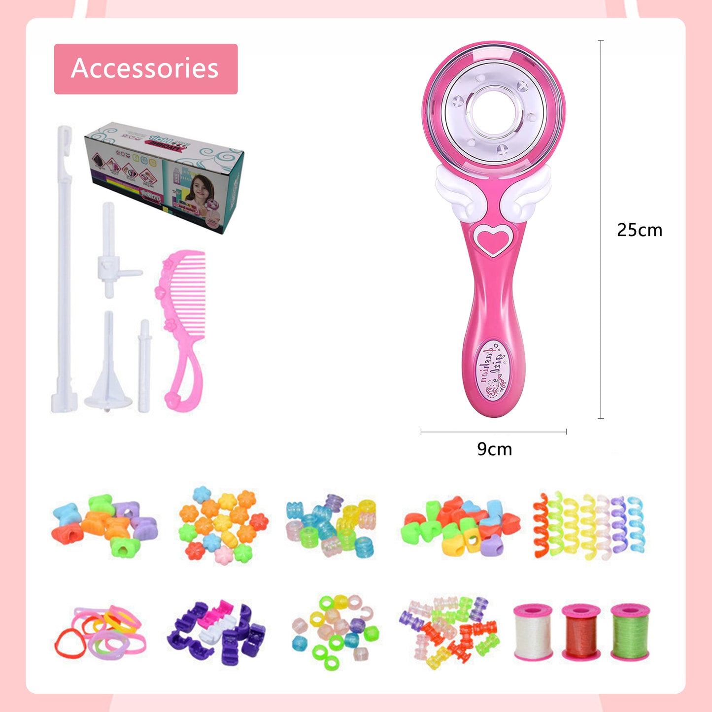 Automatic Hair Braider,Hair Braider Tool,Electric Hair Braider for Girls with Deluxe Material Pack,Suitable for Girls'Hairstyling,Pink