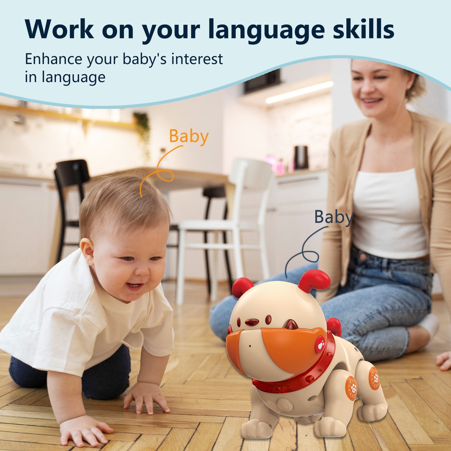 Remote Control Robot Dog Toy, Smart Interactive Robotic Pets, RC Robot Toys Dog Pit Bull ,Music Dancing Handstand Push-up Follow Functions for Kids Boys Girls