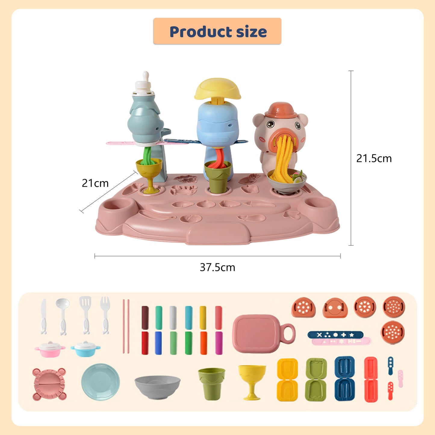 Play Dough Sets for Kids 2-4,Clay Noodle Maker,3 in 1 Noodle Maker Toy,Kitchen Toy Playdough Clay for Making Noodle Cookies,Gift for Girls and Boys