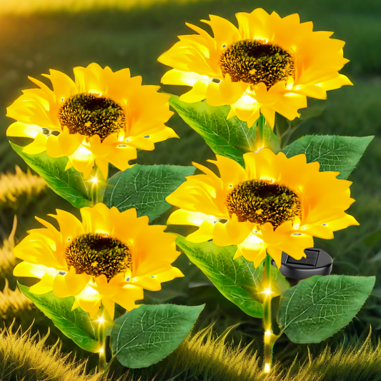 Sunflower Decorative Lights For Outdoor,Upgraded 4 Pack Solar Sunflower Lights,Waterproof Solar Outdoor Lights Auto ON/Off Solar Decorative Lights for Garden,Patio
