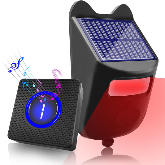 Solar Driveway Alarms Wireless Outside Weatherproof Motion Detector & Sensor for 700ft Long Range - No Need Replace Batteries Security Driveway Alert System - Monitor & Protect Outside Property