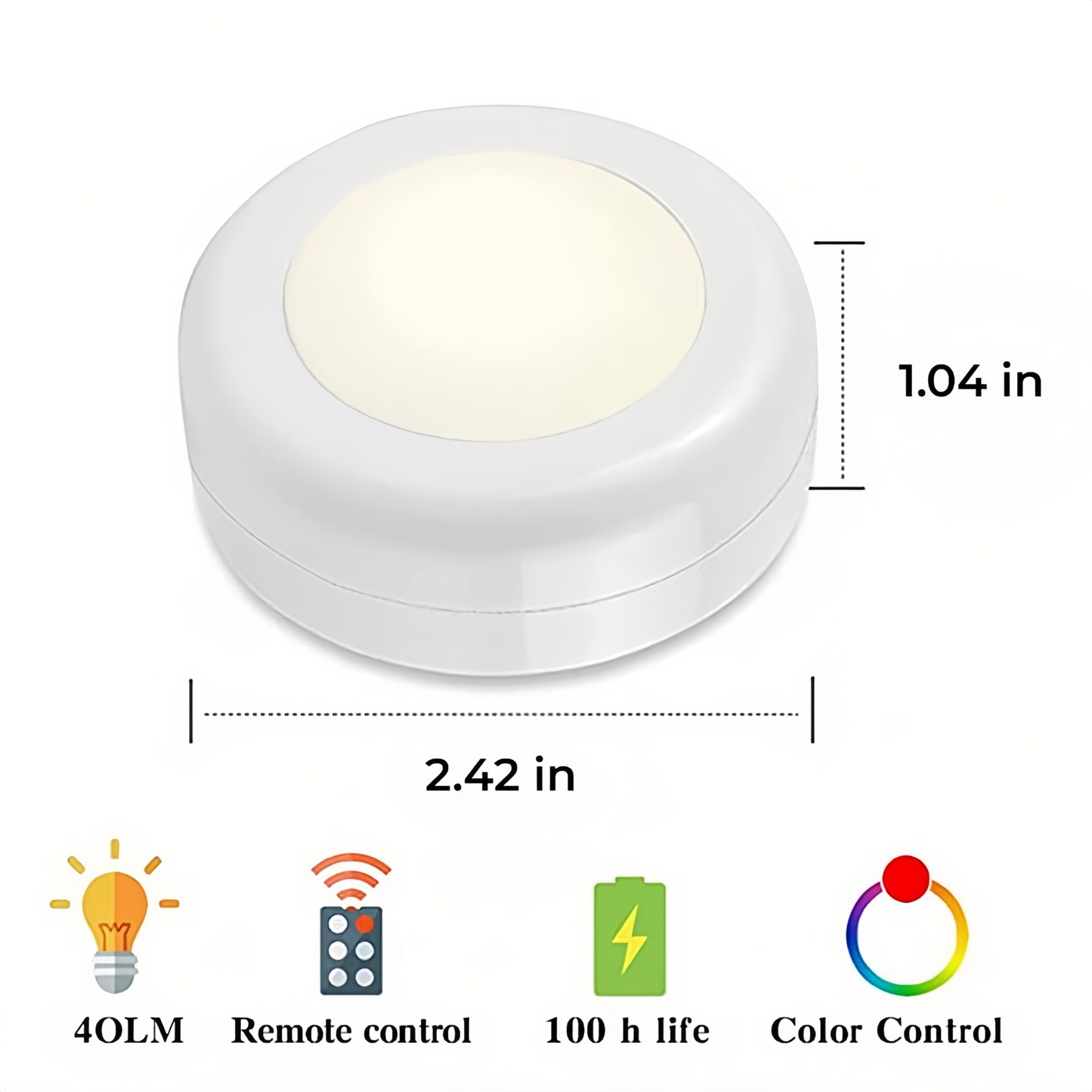 6 Pack 13 Colors Puck Lights,4 Dynamic Lighting LED Puck Lights,Remote Puck Lights,Under Cabinet Puck Lights,Adjustable Brightness Stick On Light for Counter Kitchen Wardrobe,2.44 in