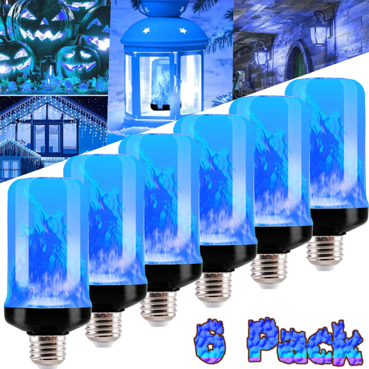 Upgraded LED Flame Bulbs,4 Modes Flickering Light Bulbs,E27 Base Fire Light Bulb With Gravity Sensor,Flame Light Bulbs Halloween Home Party (6 Pack)