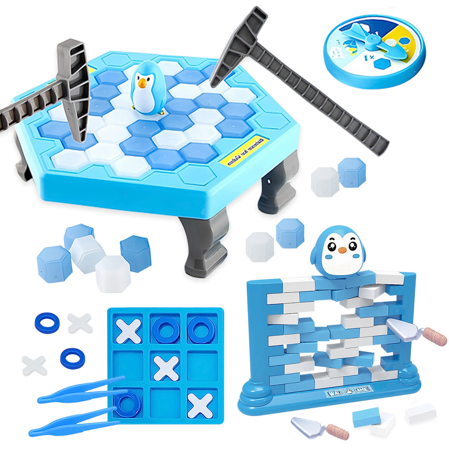 Kids Save Penguin Break Ice Game,Break Ice Game Toy for Adults,Family,Kids Ages 4-8,Penguin Game Set with Mini Penguin Brick Wall Game and Tic Tac Toe