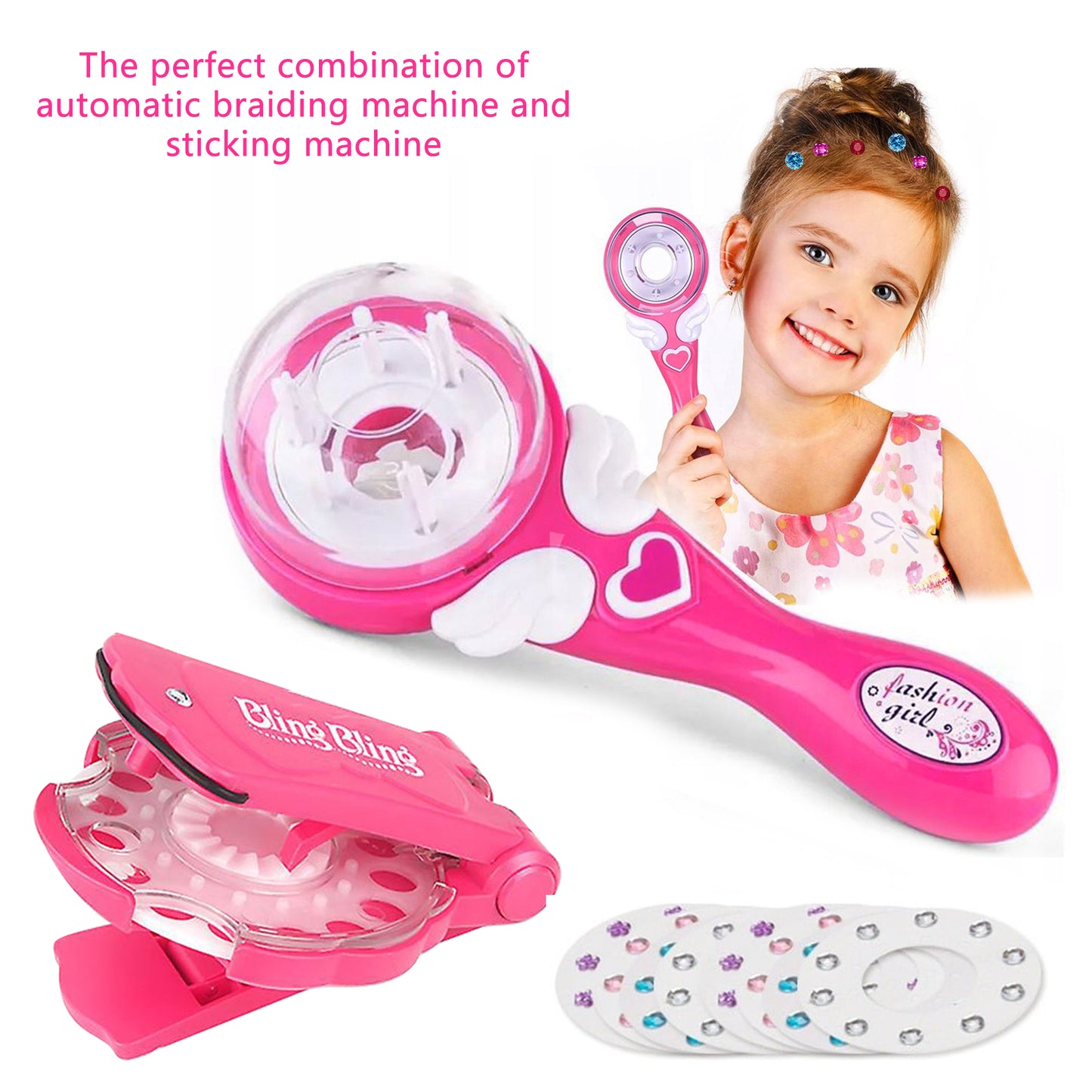 Hair Diamond Machine And Hair Braiding Machine Starter Kit,Magic Hair Braider and Hair Gem,Hair Styling Tool Set for Girls 6-12