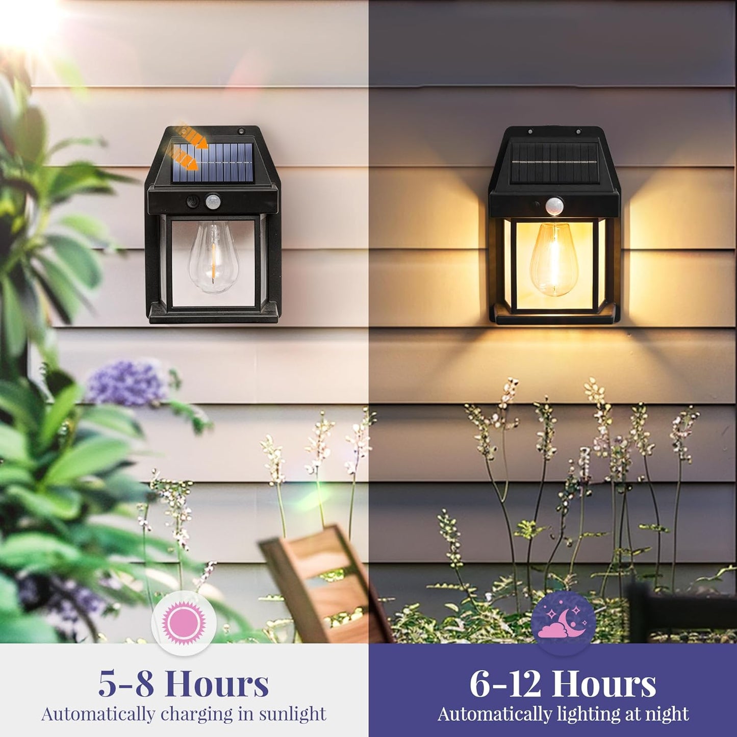 4 Pack Porch Lights,Solar Wall Lights Outdoor,Dusk to Dawn Porch Light Fixture with 3 Modes,Motion Sensor Porch Lights Outdoor for Entryway Front Door,Warm Light