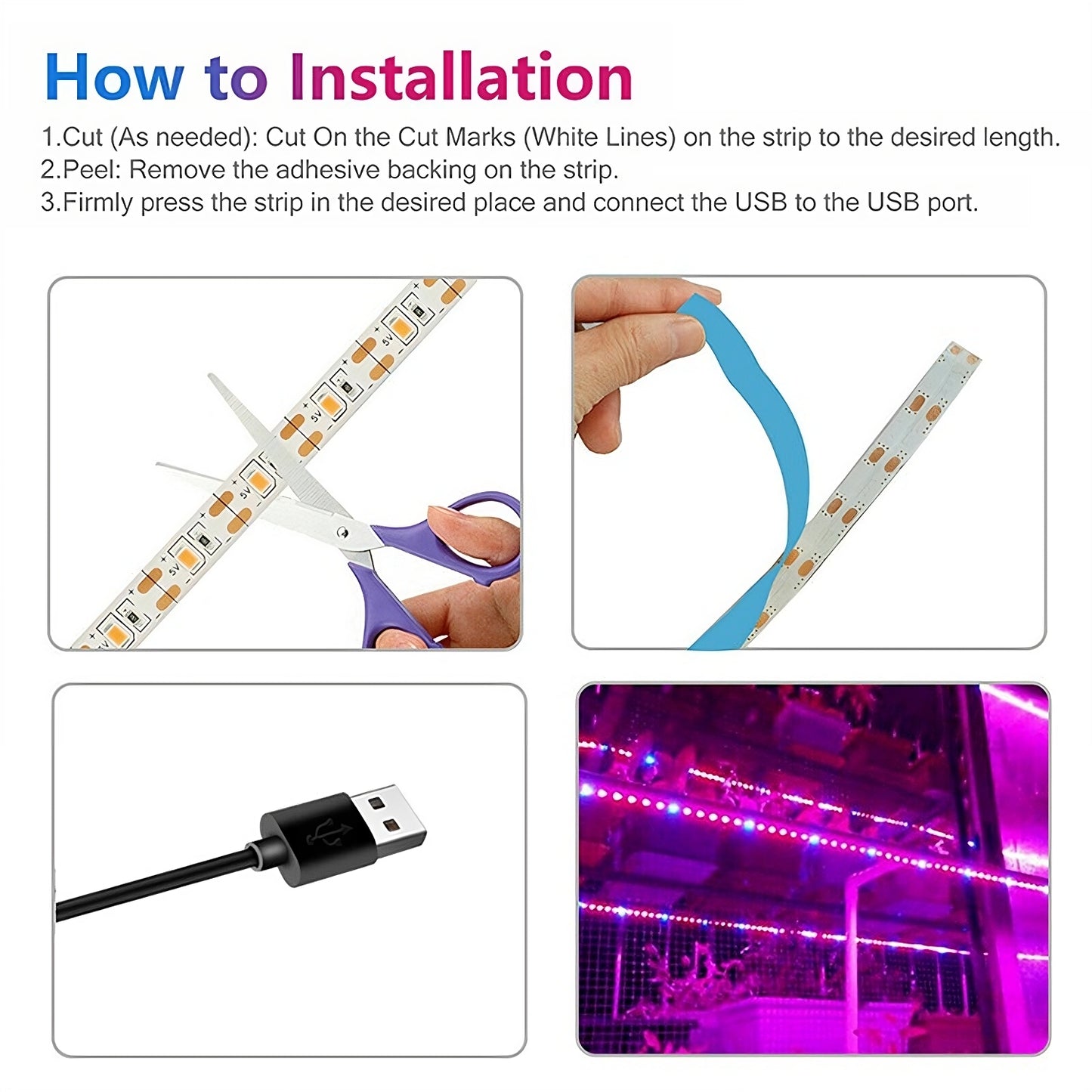 3 Pack Grow Lights,16.4 ft Induction Plant Lamp,Flexible Cut Plant Grow Lights,Waterproof Purple LED Grow Light Strips for Greenhouse Succulents Flowers Vegetables