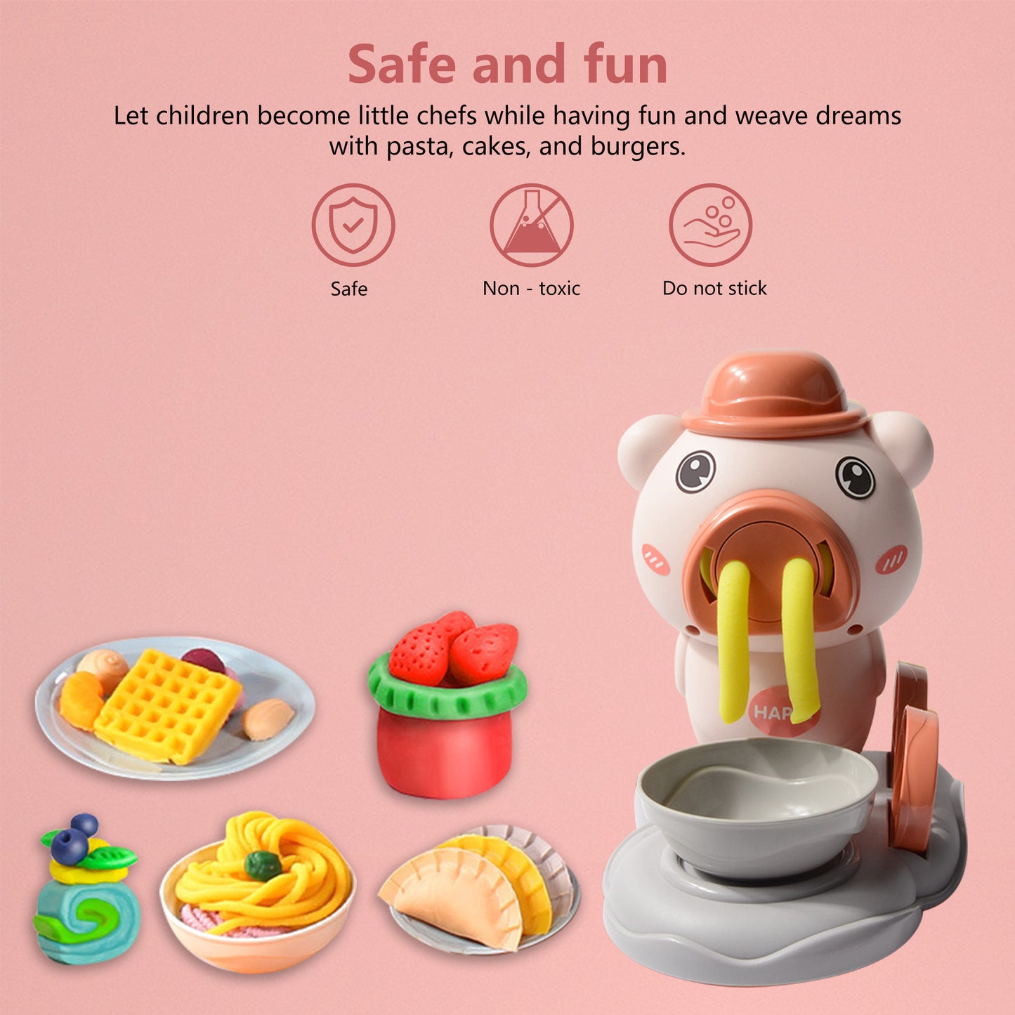 Playdough Sets,Noodle Maker Play Clay Sets with 2 Clay Noodle Makers and 47 Models of Kitchen Utensils,Arts Crafts Kit Christmas Birthday Gift for Kids Age 6-12