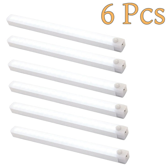 6 Pack USB Under Cabinet Lights,Sticky Lamps Motion Sensor Light,Three Modes Dimmable Closet Light,Wireless Under Counter Lights for Kitchen Stairs,White LED 11.81 x 0.78 in